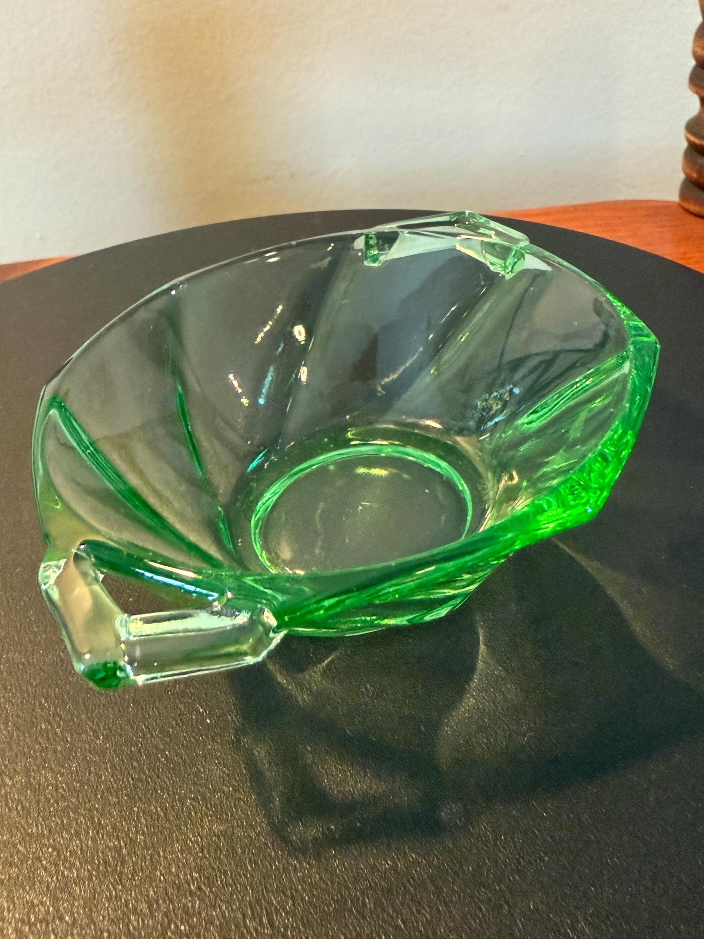 Vintage Heisey Green Glass Small Nut or Candy Dish Glass with Handles Lover Antiques and Vintage