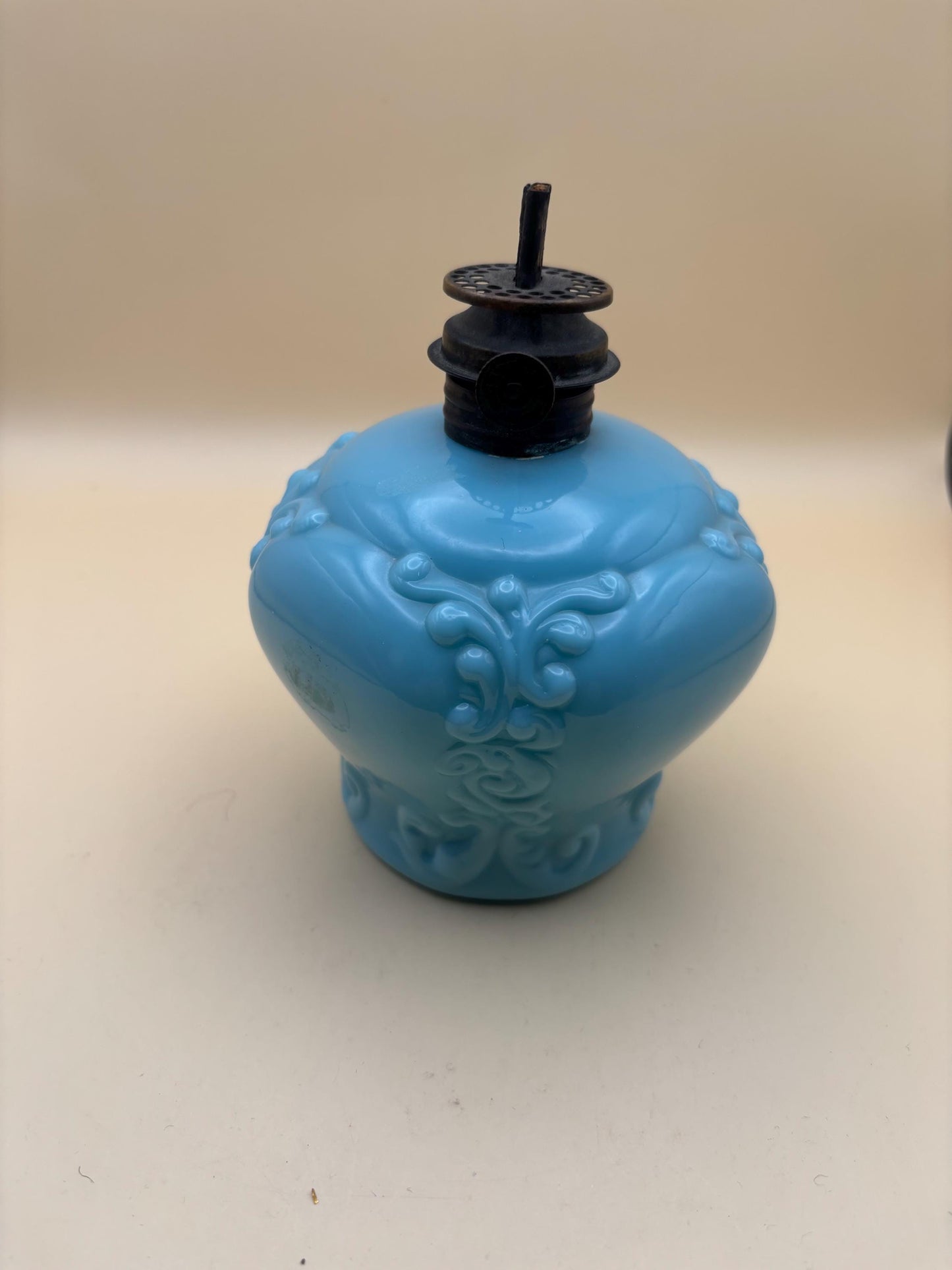 Antique EAPG Blue Opaque Glass Oil Lamp 1890's Gillinder Queen Lover Antiques and Vintage