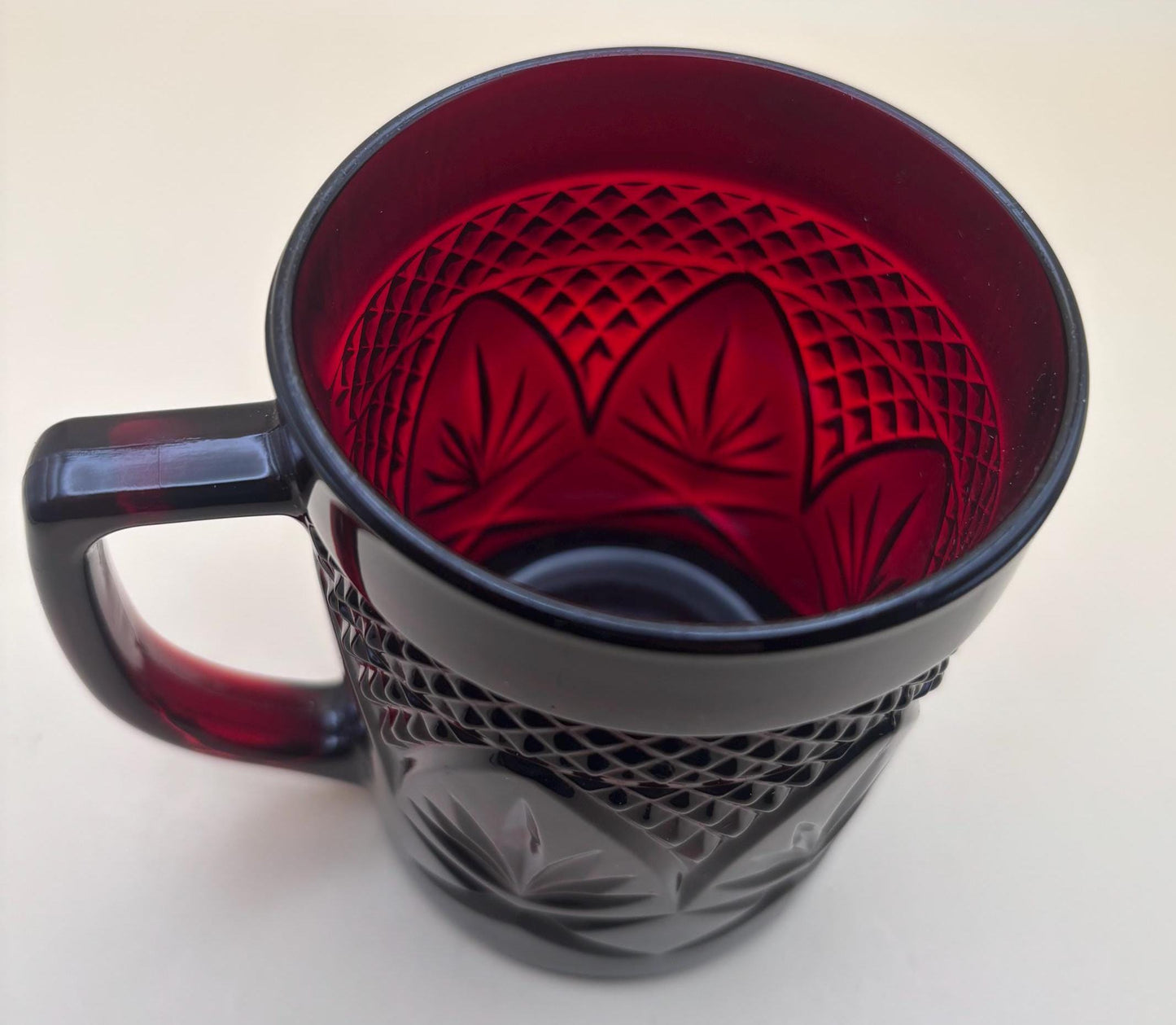 Vintage Ruby Red Mug with Handle Made in France Lover Antiques and Vintage