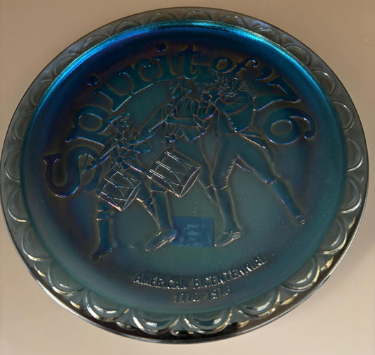 Vintage Fenton Carnival Glass Spirit of 76 Heavy Pressed Glass Plate Rich Carnival Iridescent Purple Blue Color Liberty Lover Antiques