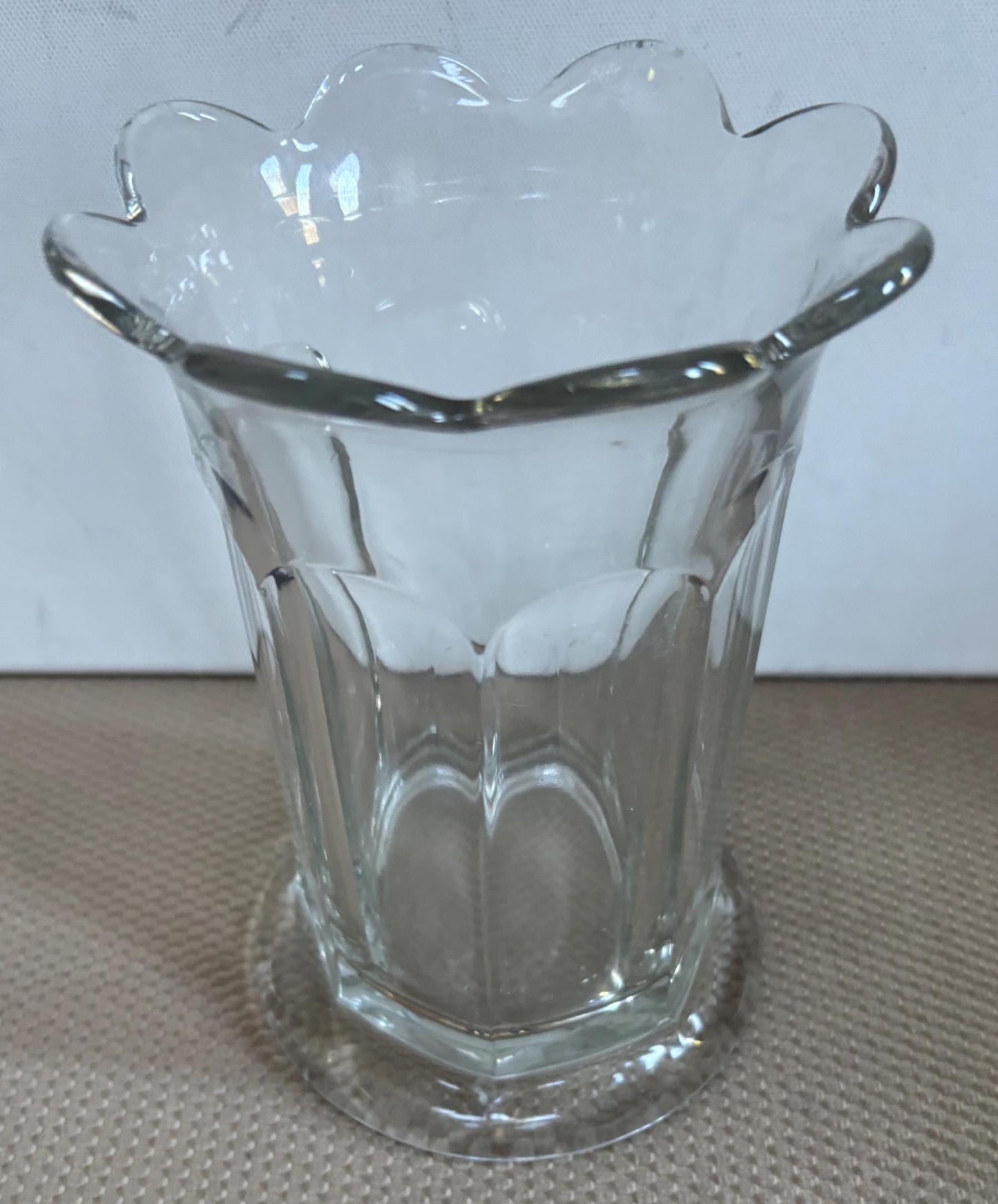 Vintage Glass Vase with Flower Design at Mouth Lover Antiques and Vintage