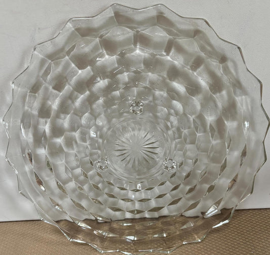 Vintage Fostoria 3 Footed Glass Dish Large Platter Glass Bowl Lover Antiques and Vintage