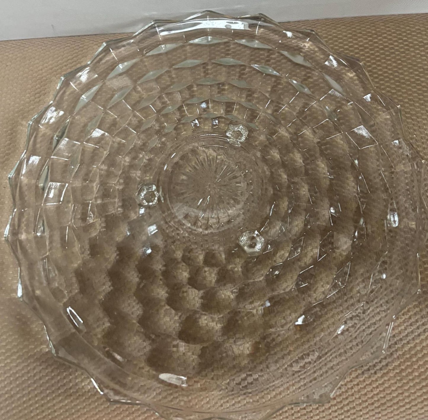 Vintage Fostoria 3 Footed Glass Dish Large Platter Glass Bowl Lover Antiques and Vintage