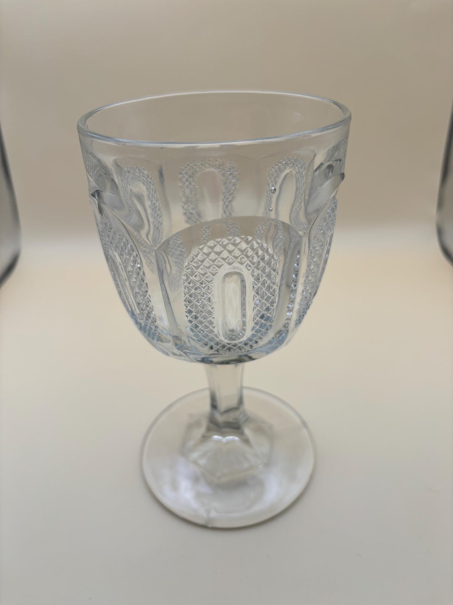 Vintage Water Goblets Early Buckle Pattern Crystal Water Glass Lover Antiques and Vintage
