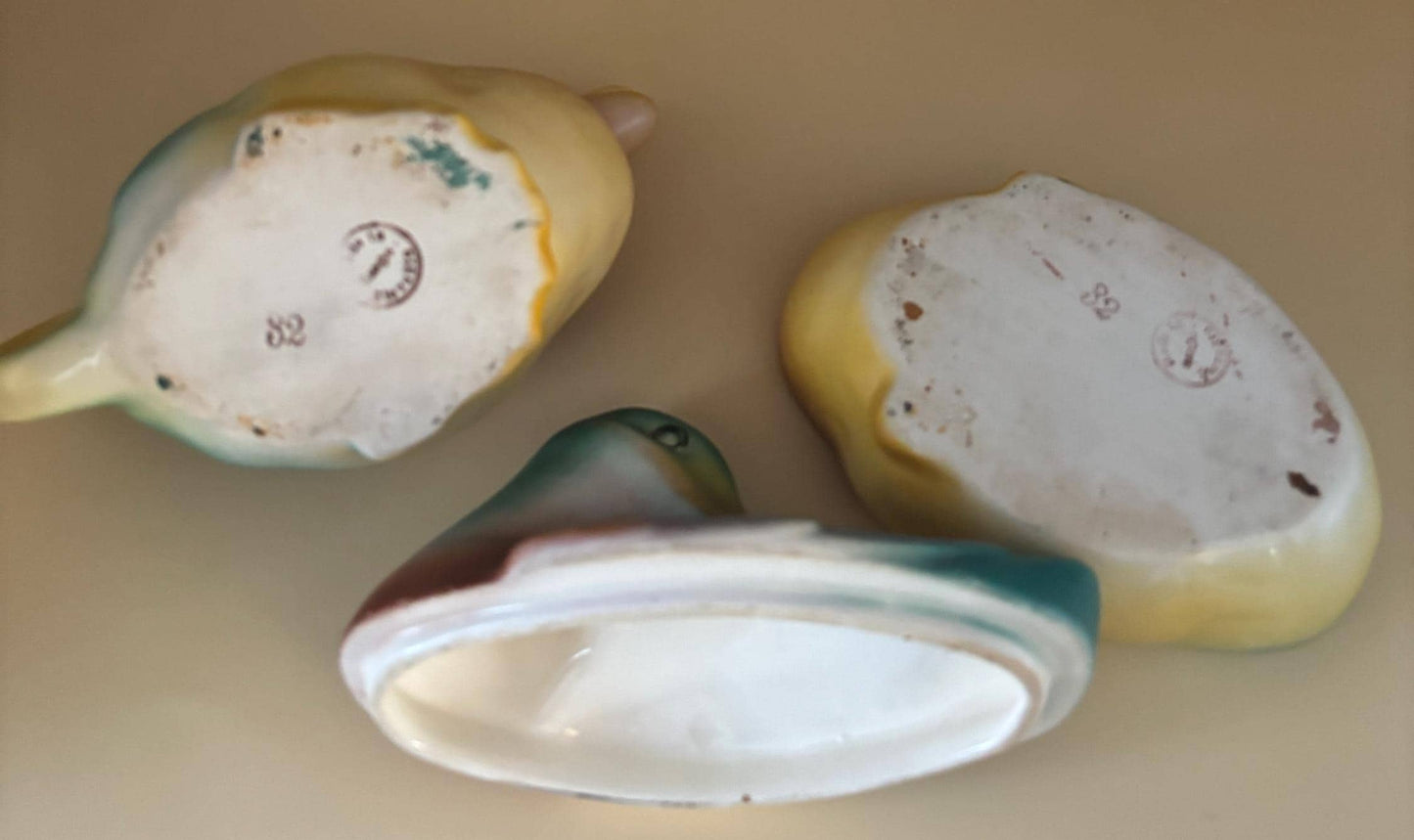 Vintage Czechoslovakia Pottery Mallard Duck Cream and Sugar Dish Set Numbered 32 Lover Antiques and Vintage