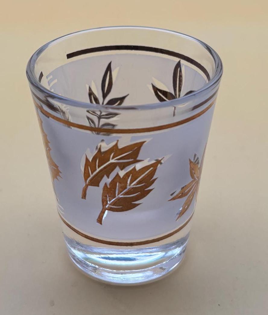 Vintage Gold on Crystal Shot Glass Mid Century Modern Glass Lover Antiques and Vintage