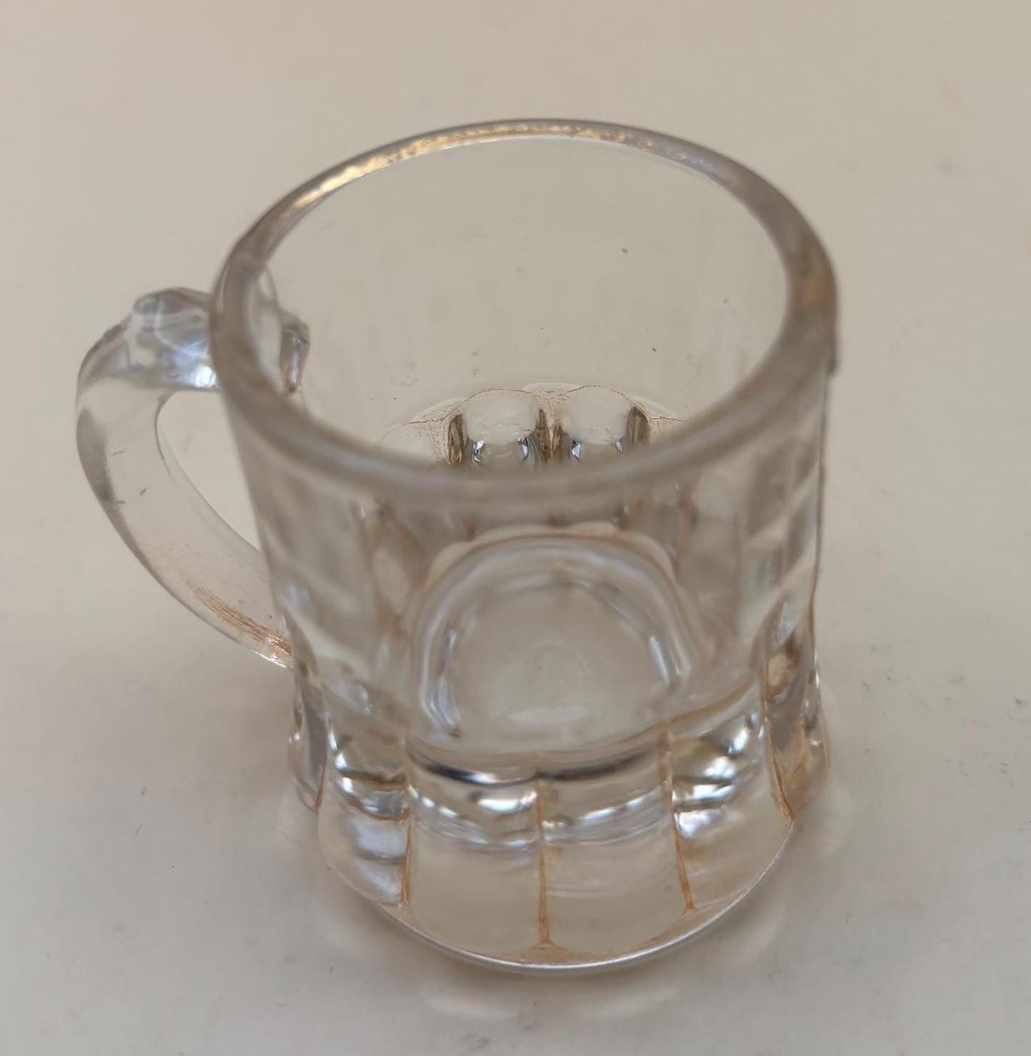 Antique EAPG Clear Shot Glass with Handle Mini Beer Mug Shot Glass Lover Antiques and Vintage