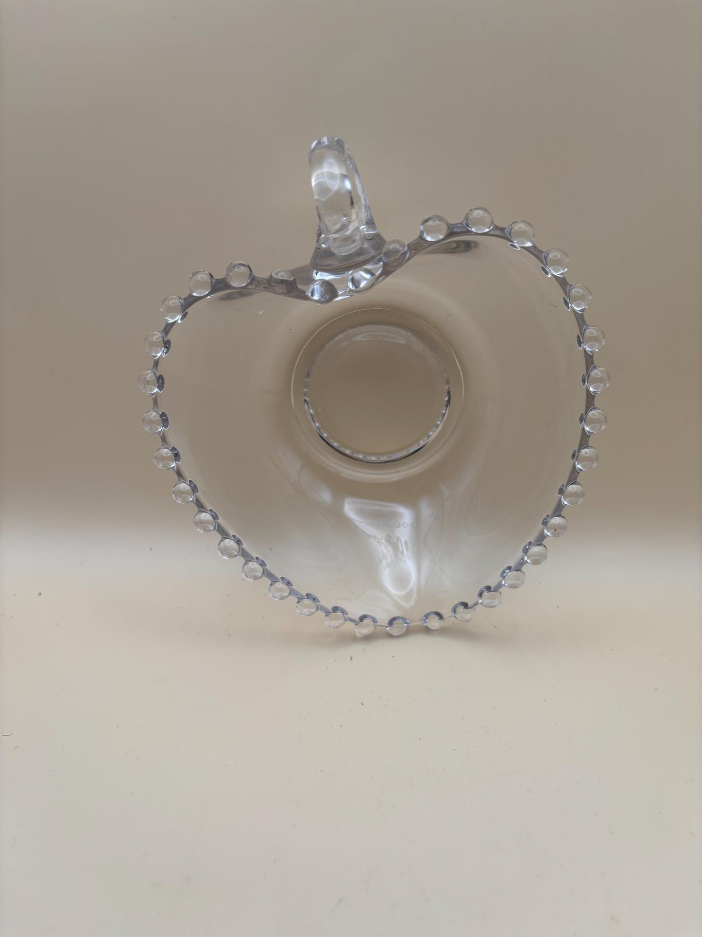 Antique Candlewick Heart Beaded Glass Bowl with Side Handle Lover Antiques and Vintage