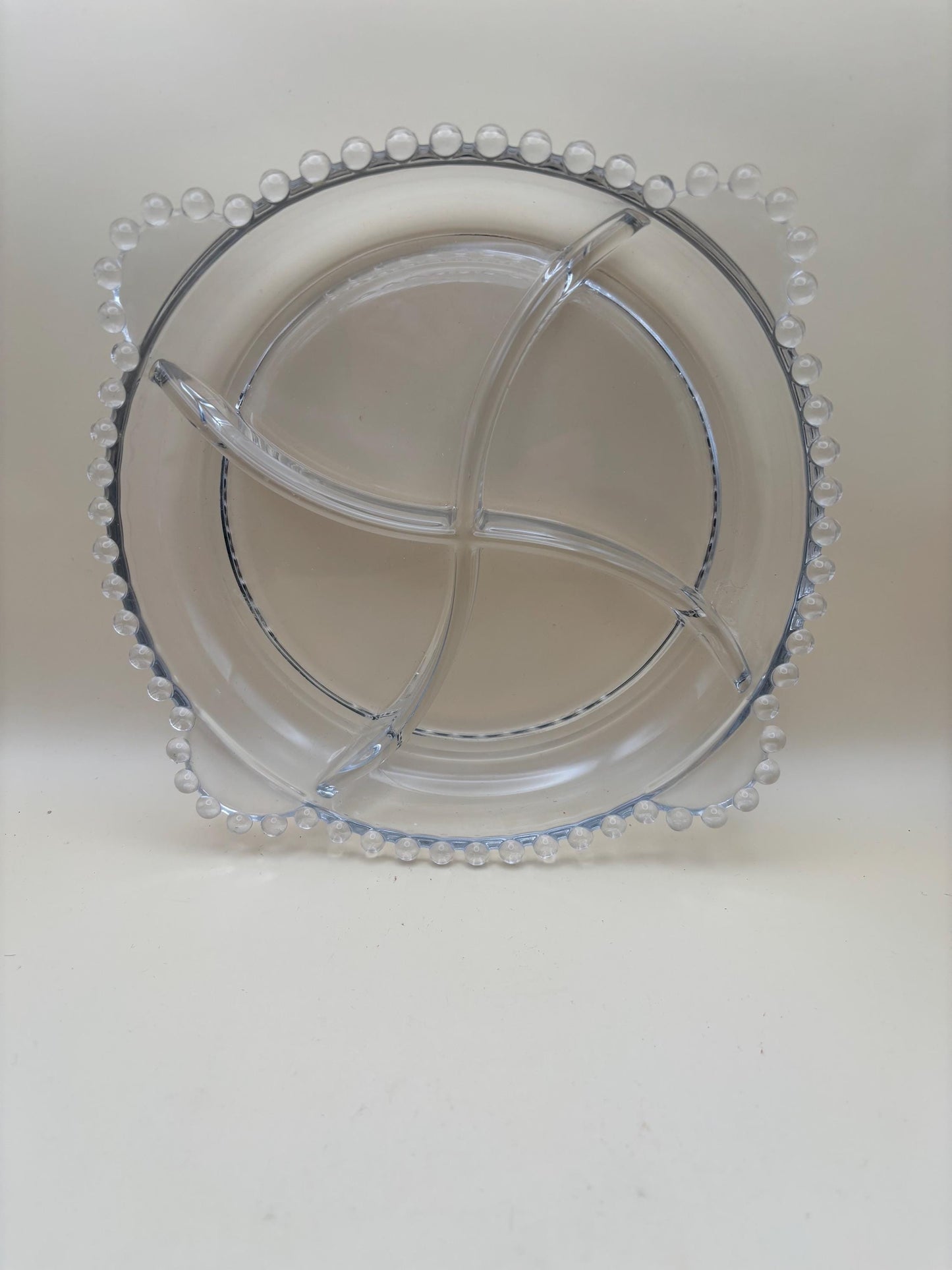 Antique Candlewick Beaded Relish Glass Bowl Divided Glass Dish Lover Antiques and Vintage