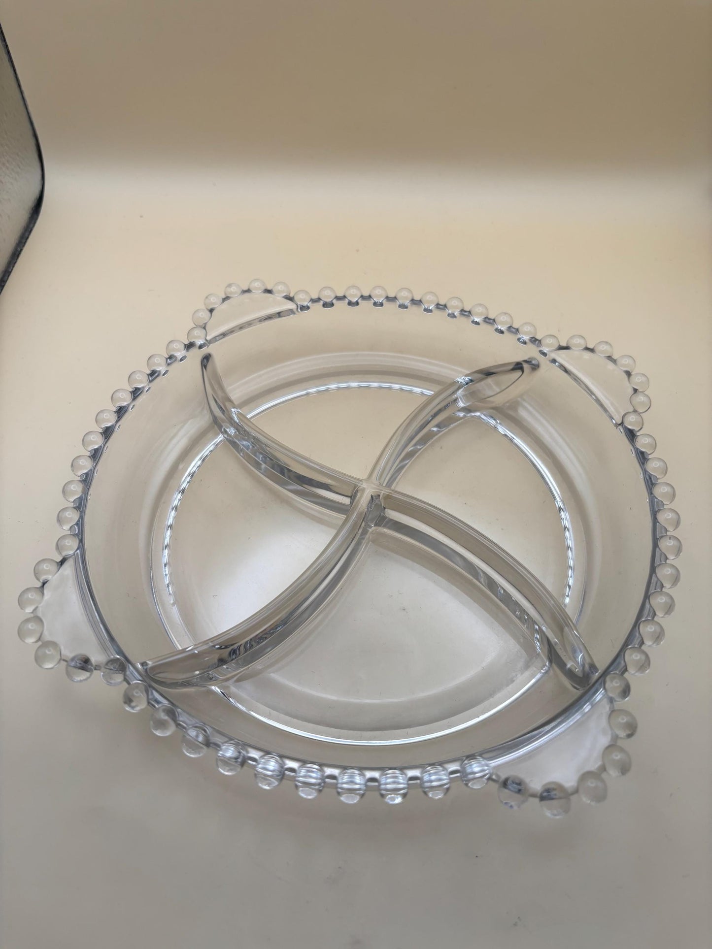 Antique Candlewick Beaded Relish Glass Bowl Divided Glass Dish Lover Antiques and Vintage