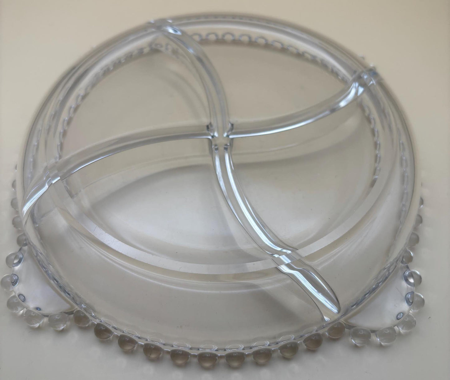 Antique Candlewick Beaded Relish Glass Bowl Divided Glass Dish Lover Antiques and Vintage