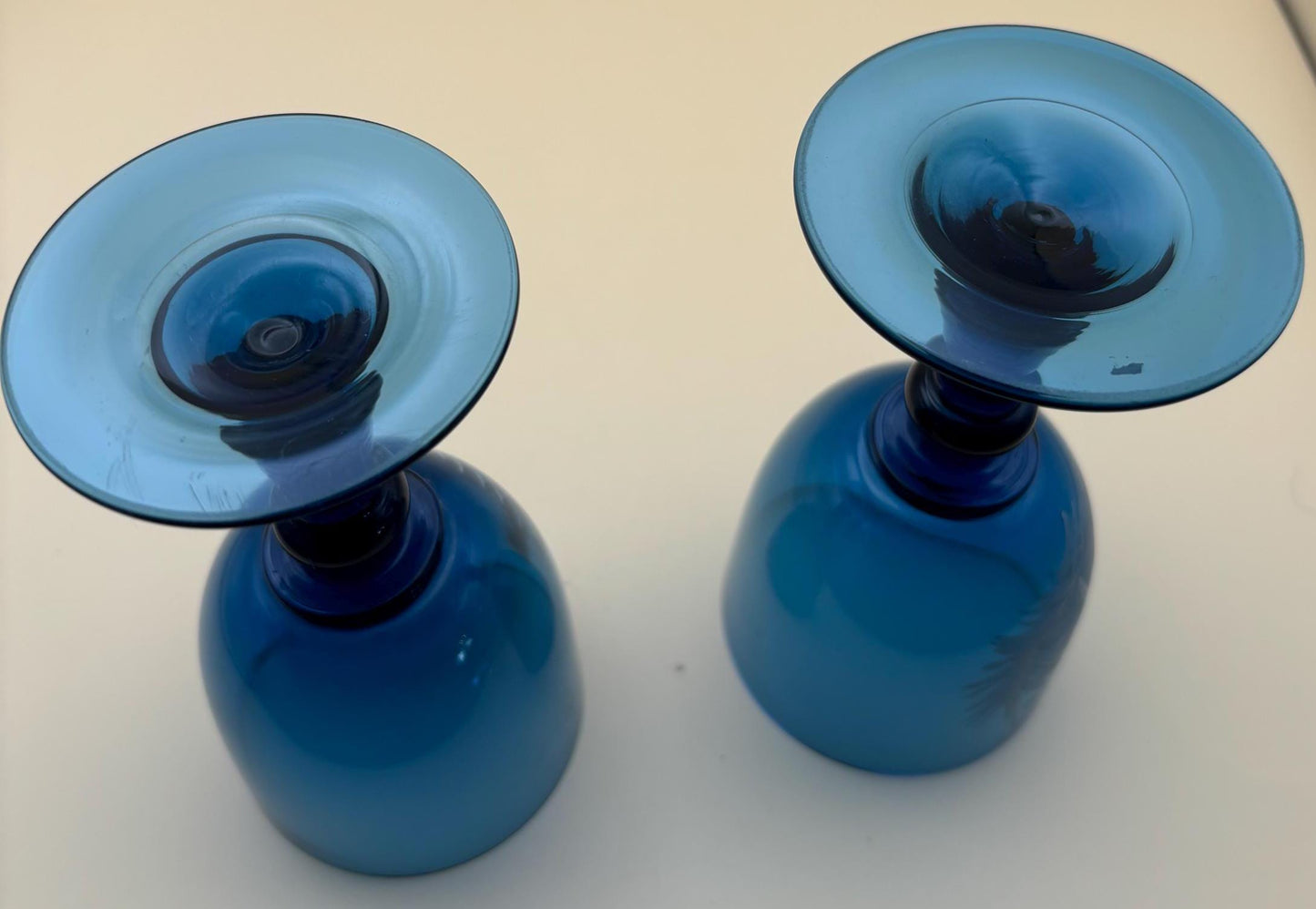 Vintage Blue Mary Gregory Wine Glasses Westmoreland Lover Antiques and Vintage
