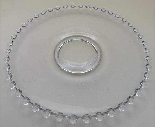 Antique Candlewick Beaded Glass Serving Dish Tray Lover Antiques and Vintage