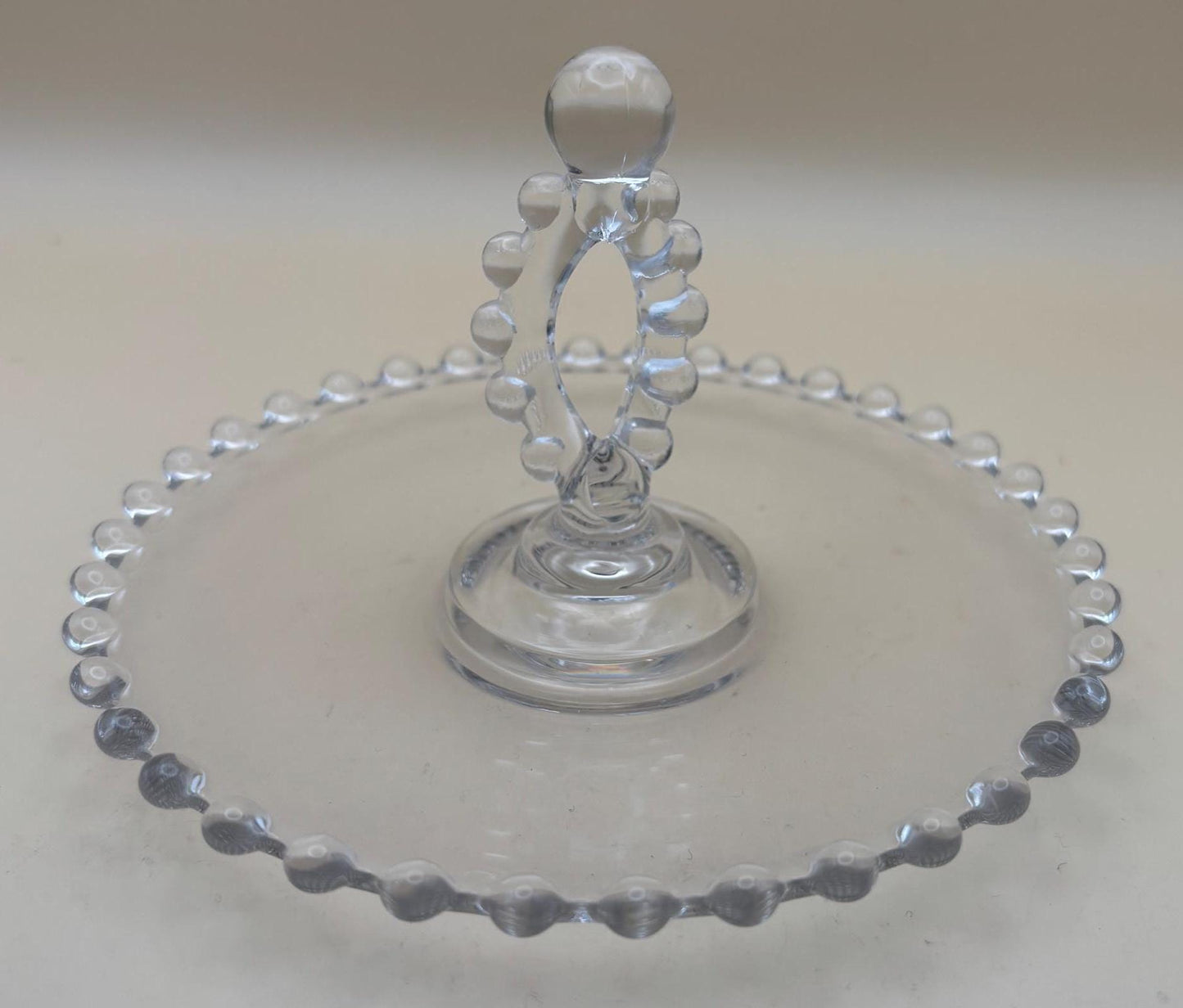 Antique Imperial Beaded Glass Candlewick Lemon Tray Fancy Platter Lover Antiques and Vintage