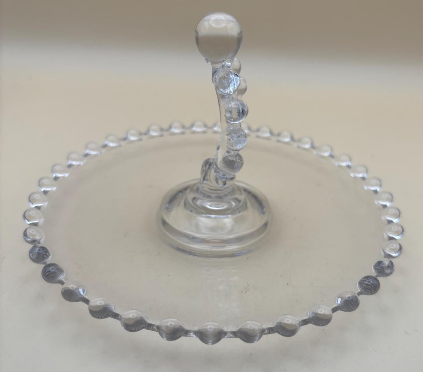 Antique Imperial Beaded Glass Candlewick Lemon Tray Fancy Platter Lover Antiques and Vintage