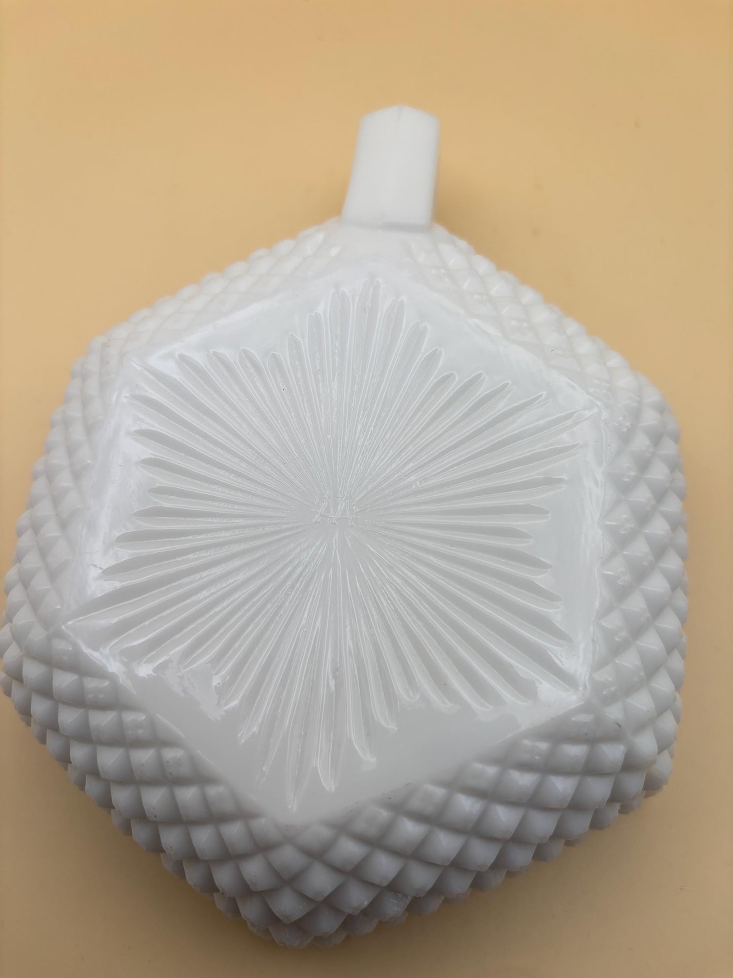 Vintage Westmoreland Diamond Hobnail Milk Glass Bowl with Handle Lover Antiques and Vintage