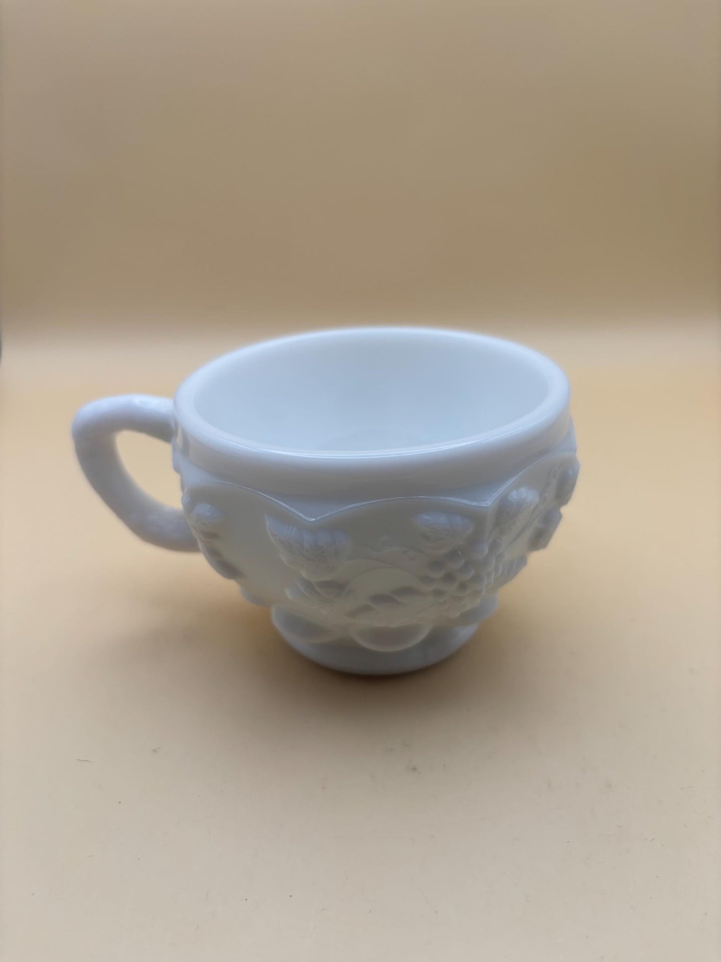 Vintage Westmoreland Diamond Hobnail Cup Milk Glass Grape Panel Mug Lover Antiques and Vintage