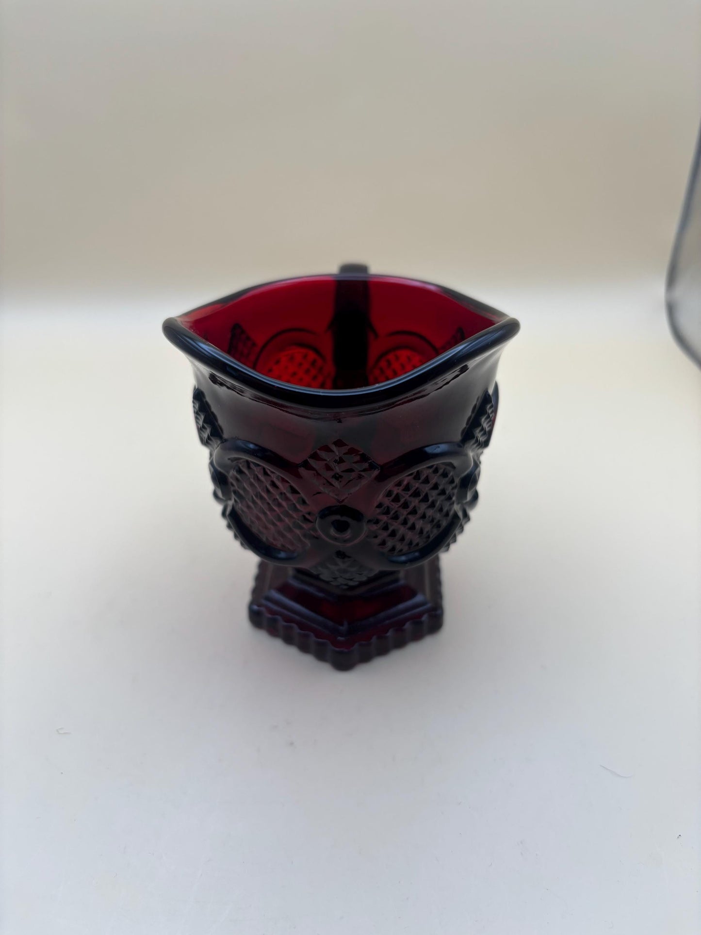 Vintage LG Wright Glass Co Daisy & Cube Amber Goblet Lover Antiques and Vintage