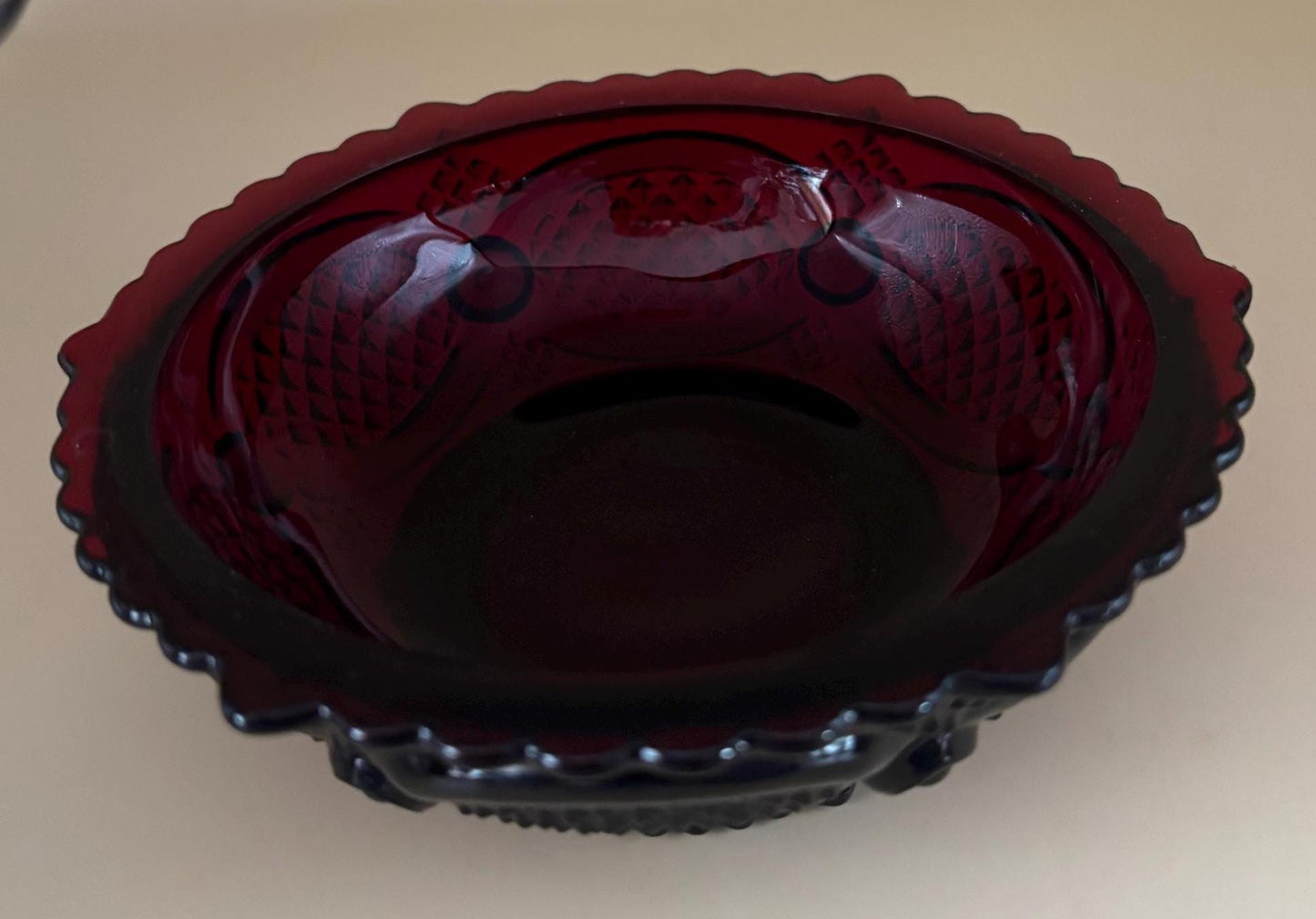 Avon Ruby Red Dessert Bowl Dish Lover Antiques and Vintage
