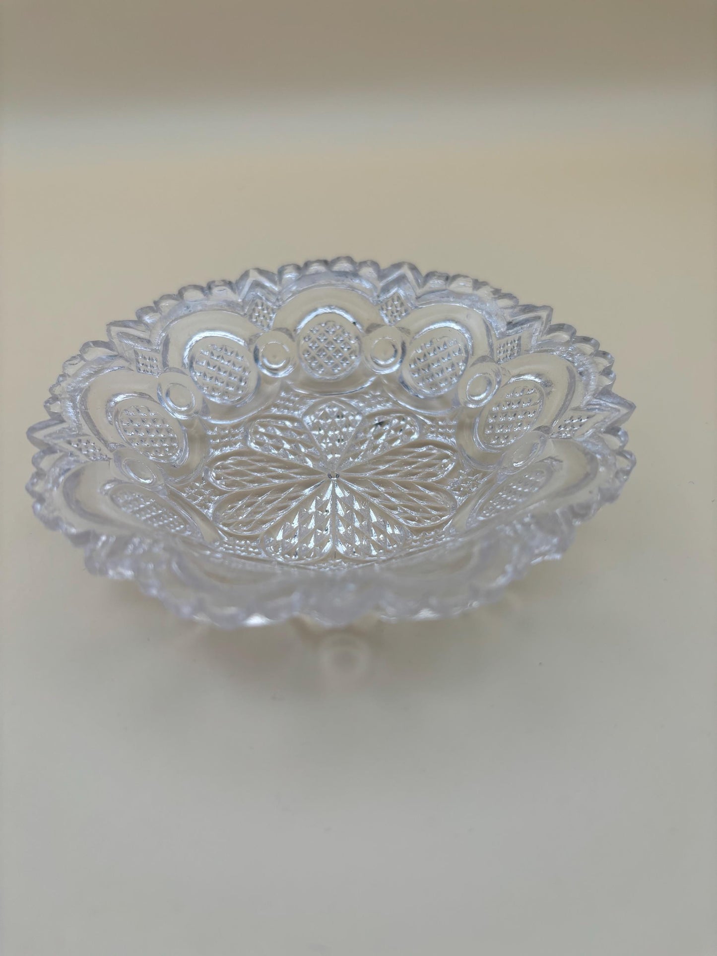 Antique Flint Beaded Glass Berry Dish Bowl Sawtooth Glass Lover Antiques and Vintage