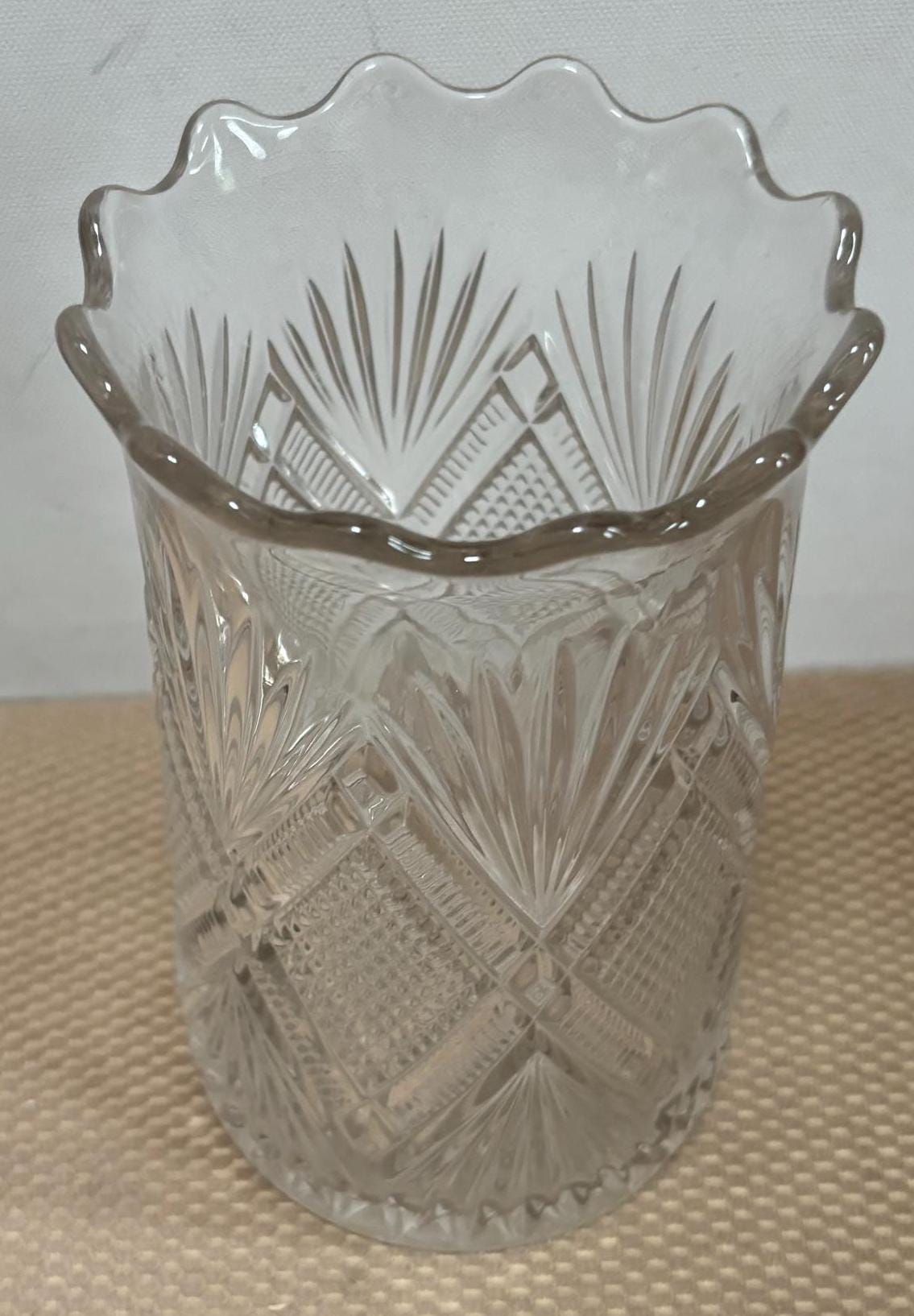 Antique EAPG Specialty Glass Vase with Ruffled Mouth Lover Antiques and Vintage