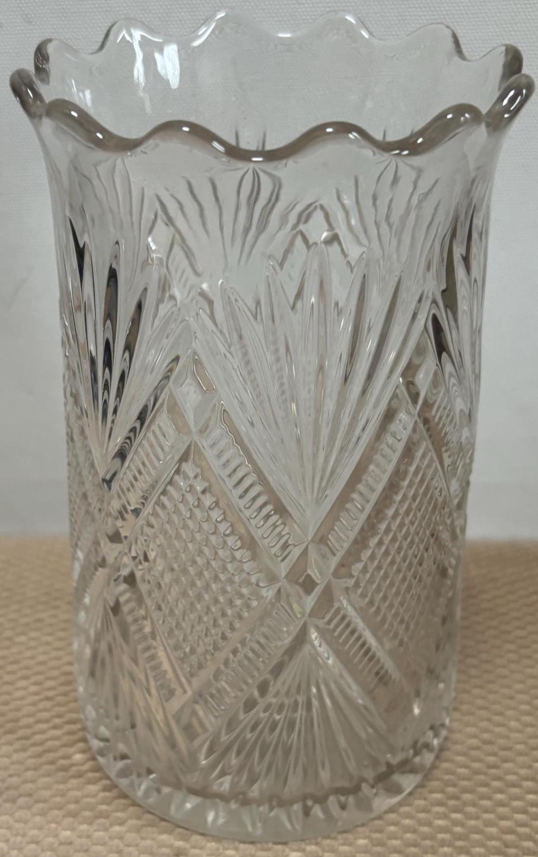 Antique EAPG Specialty Glass Vase with Ruffled Mouth Lover Antiques and Vintage