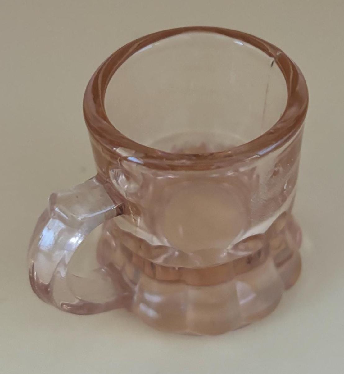 Vintage Pink Shot Glass with Handle Mini Beer Mug Shot Glass Lover Antiques and Vintage