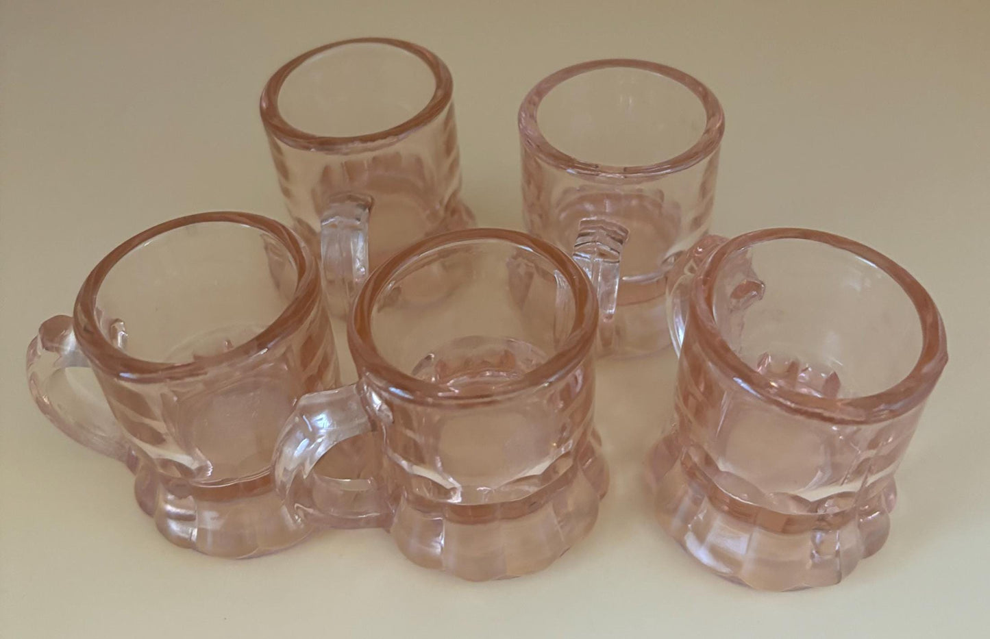 Vintage Pink Shot Glass with Handle Mini Beer Mug Shot Glass Lover Antiques and Vintage