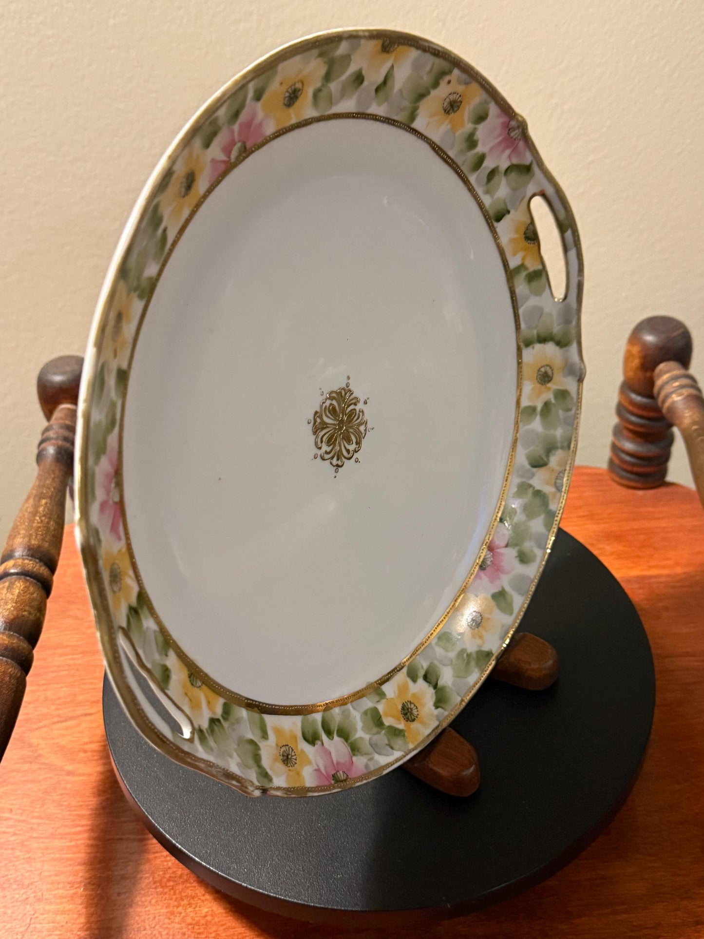 Antique Hand Painted Nippon Plate 1911-1921 Hand Painted Flowers Wall Hanging Lover Antiques and Vintage
