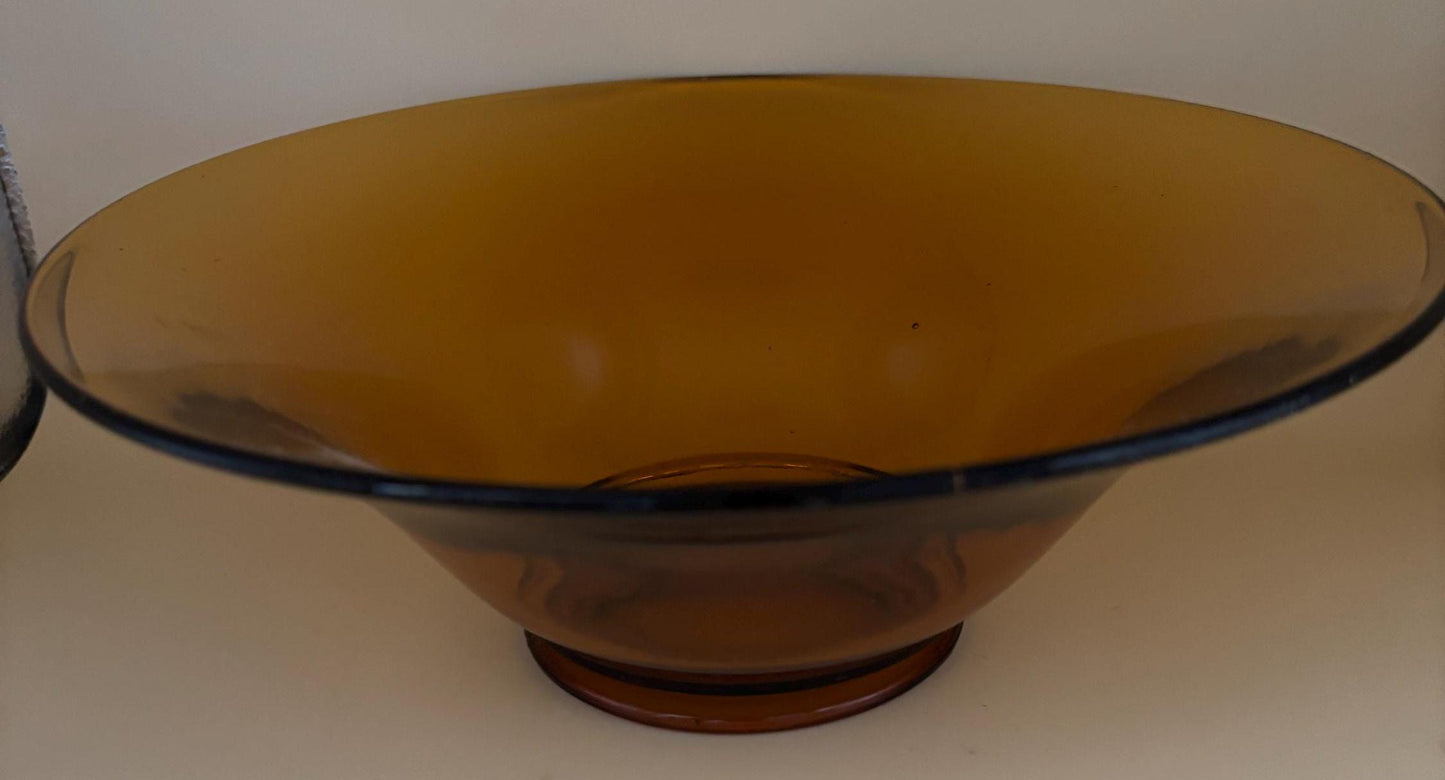 Vintage Amber Art Glass Vase Eclectic Contemporary Bowl Art Structure Lover Antiques and Vintage