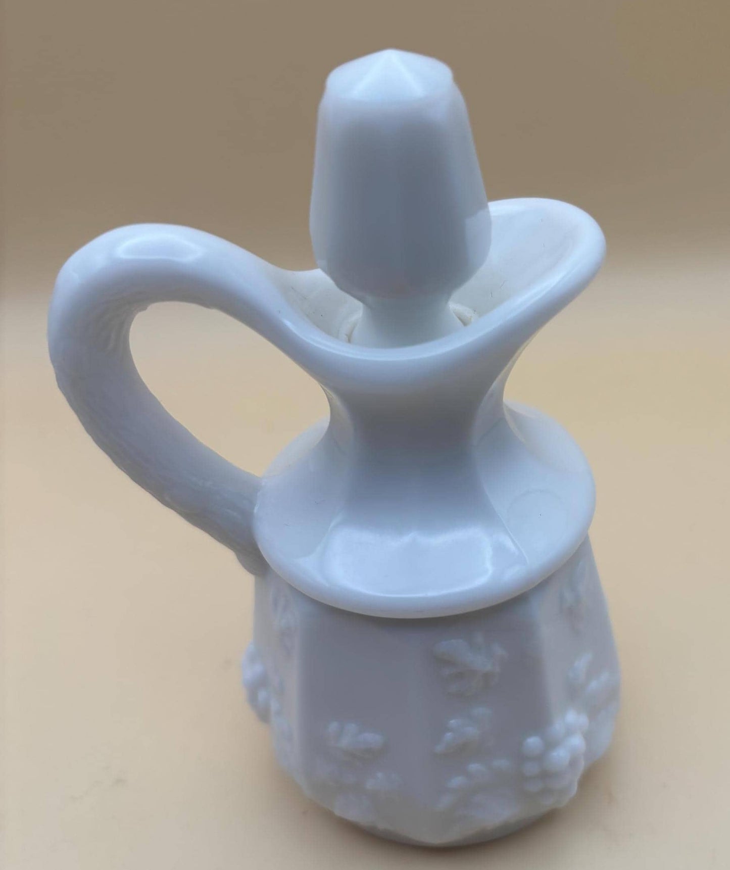 Vintage Milk Glass Cruet with Stopper Westmoreland Paneled Grape Design Lover Antiques and Vintage