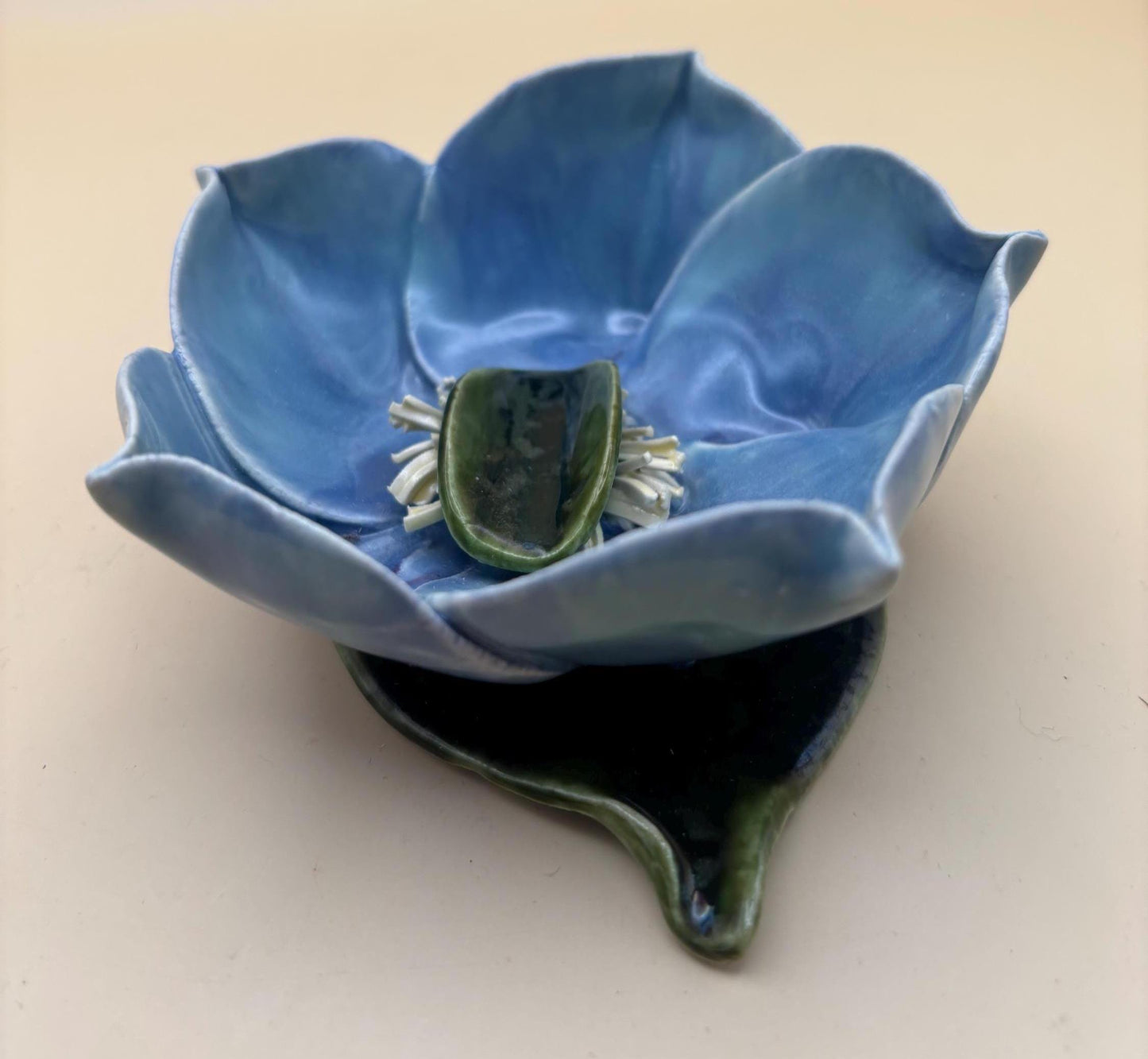 Vintage Glass Vase with Flower Design at Mouth Lover Antiques and Vintage