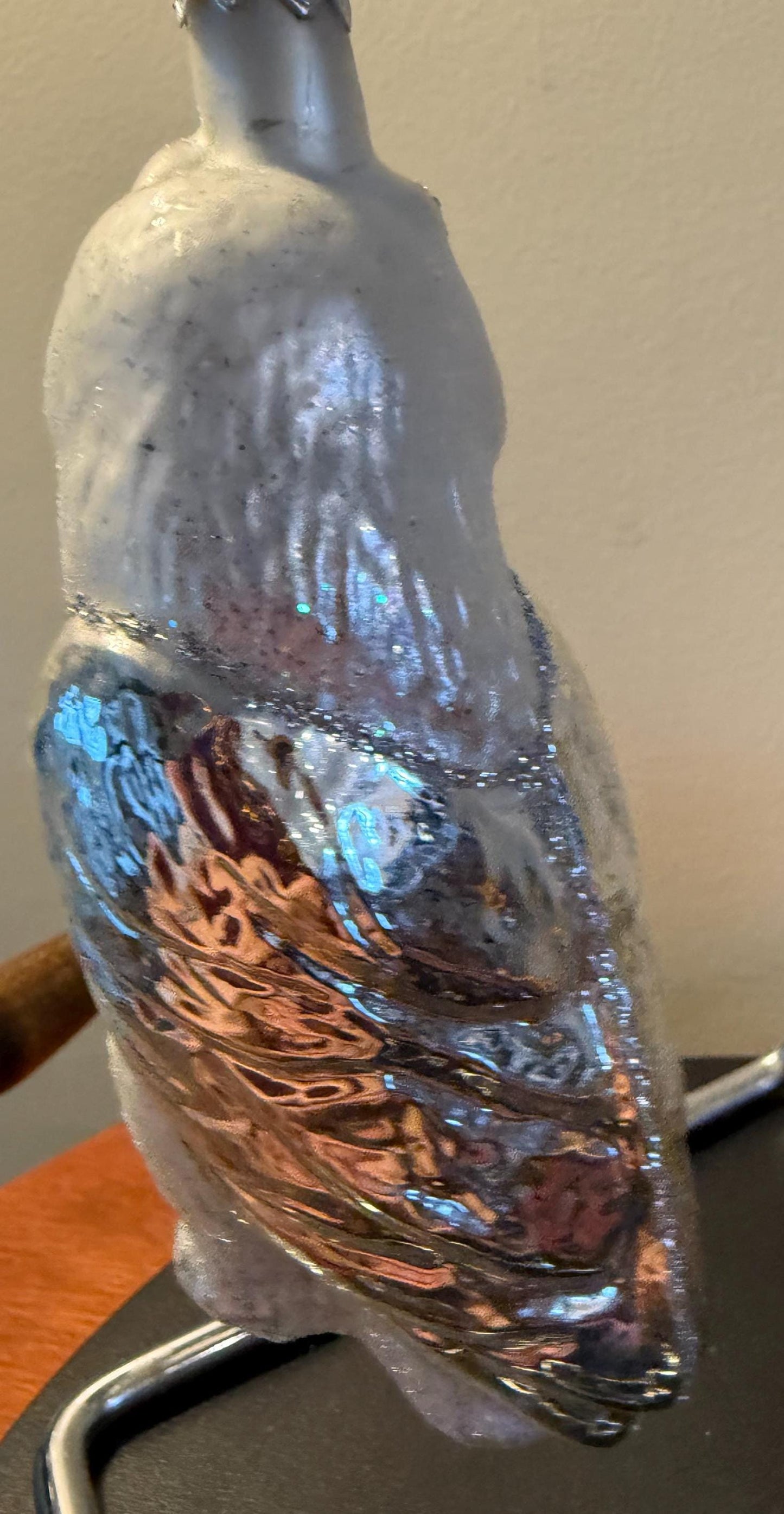 Vintage White Snow Owl on a Perch Hand Blown Large Owl Christmas Holiday Lover Antiques and Vintage