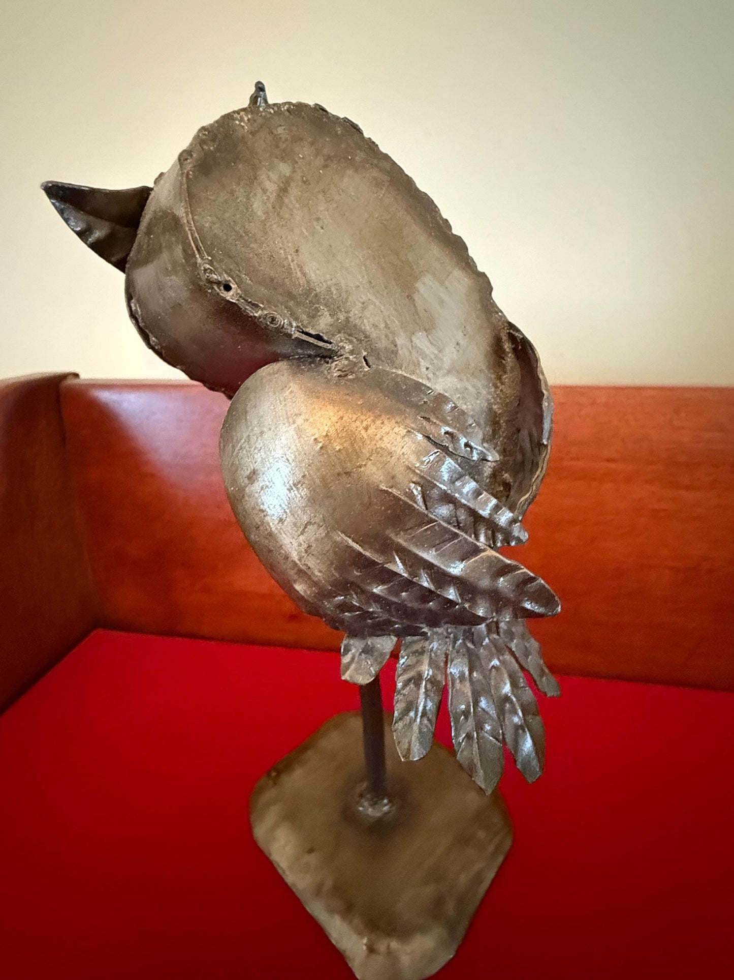 Vintage Owl on His Perch Steampunk Owl Mid Century Brutalist Owl Metal Owl Figurine Lover Antiques and Vintage