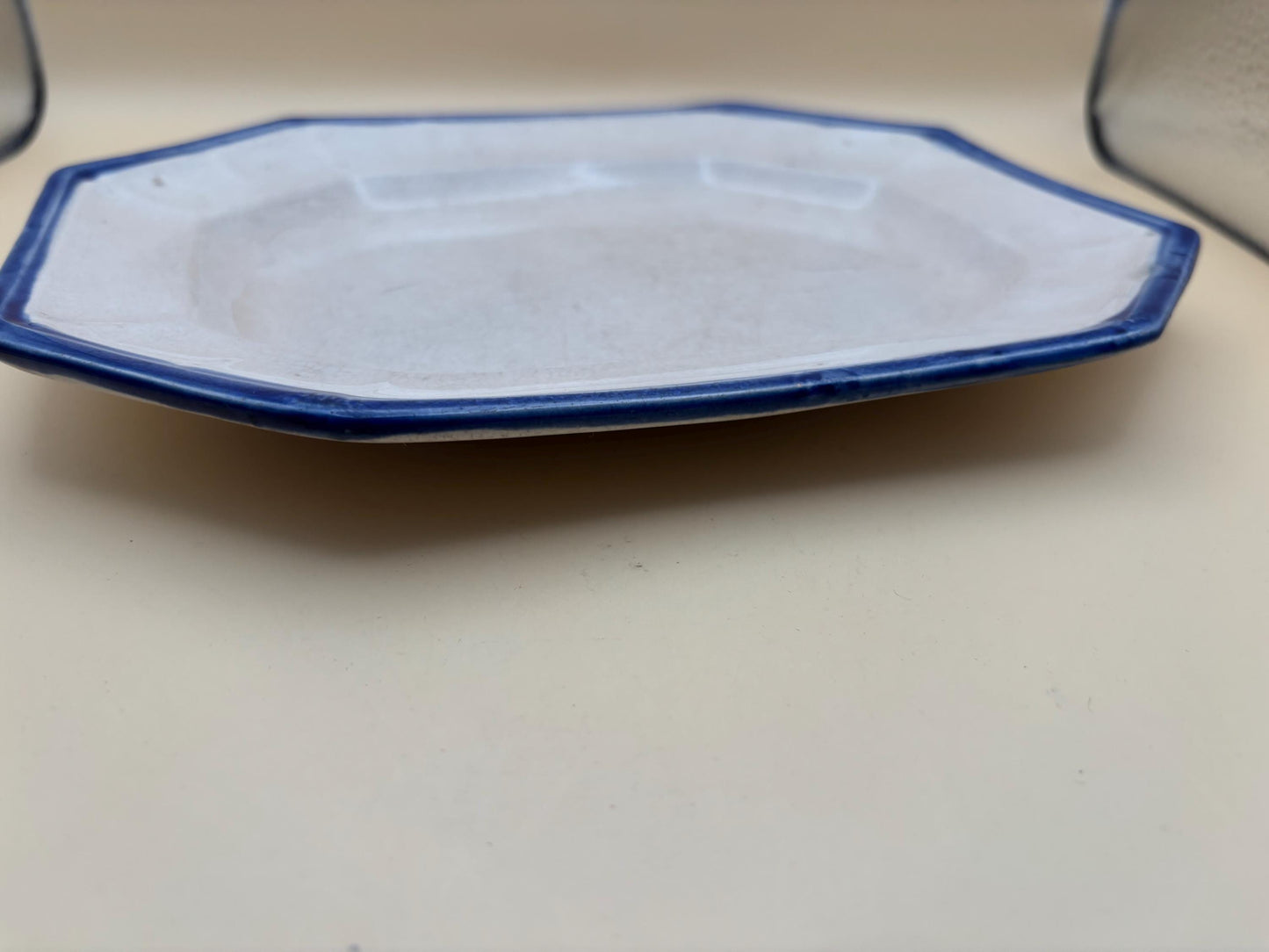 Antique Leeds Blue Feather Edge Platter Lover Antiques and Vintage