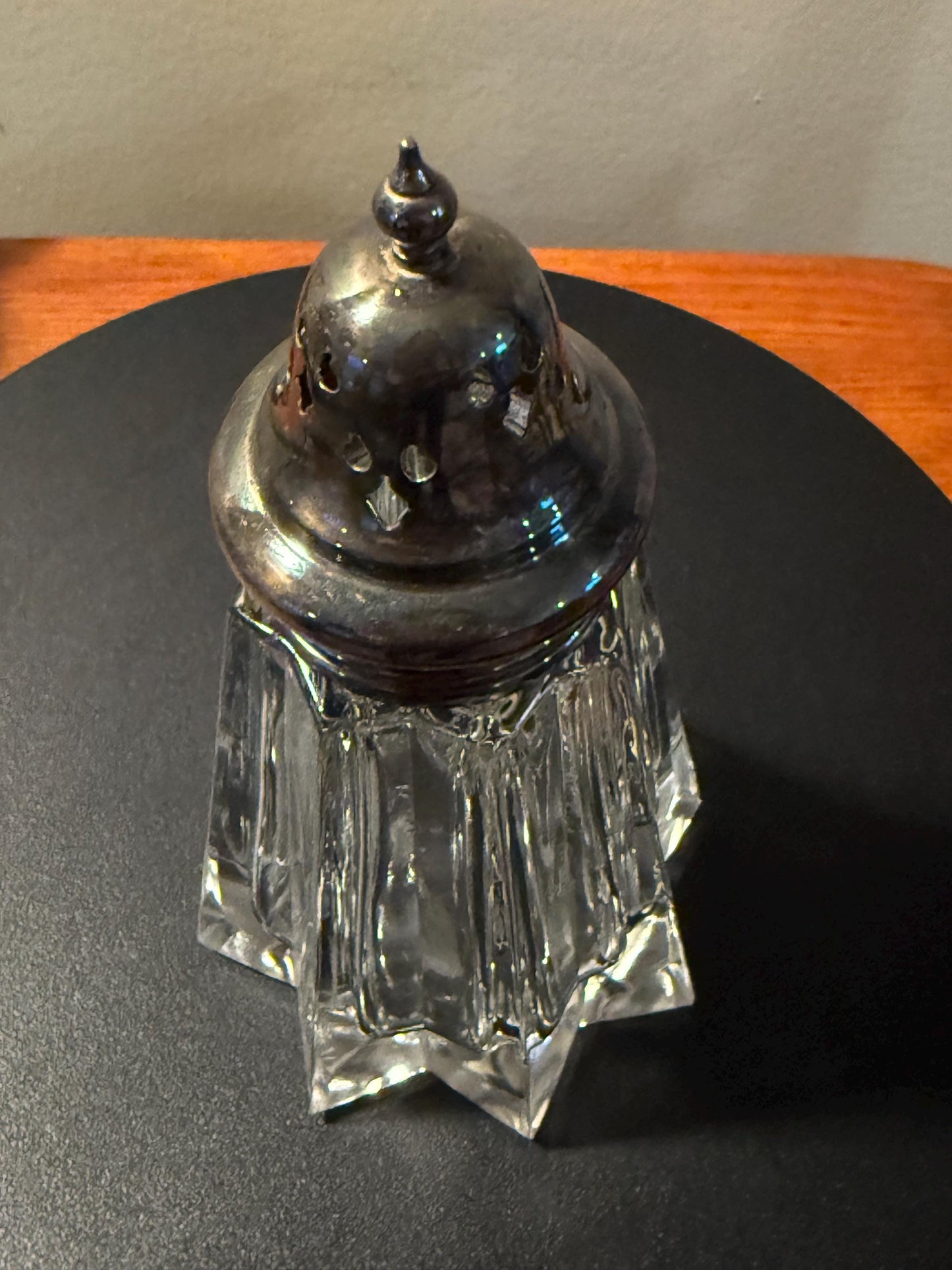 Antique Sandwich Glass Sugar Shaker or Muffineer Crystal Starburst Bottom Glass Lover Antiques and Vintage