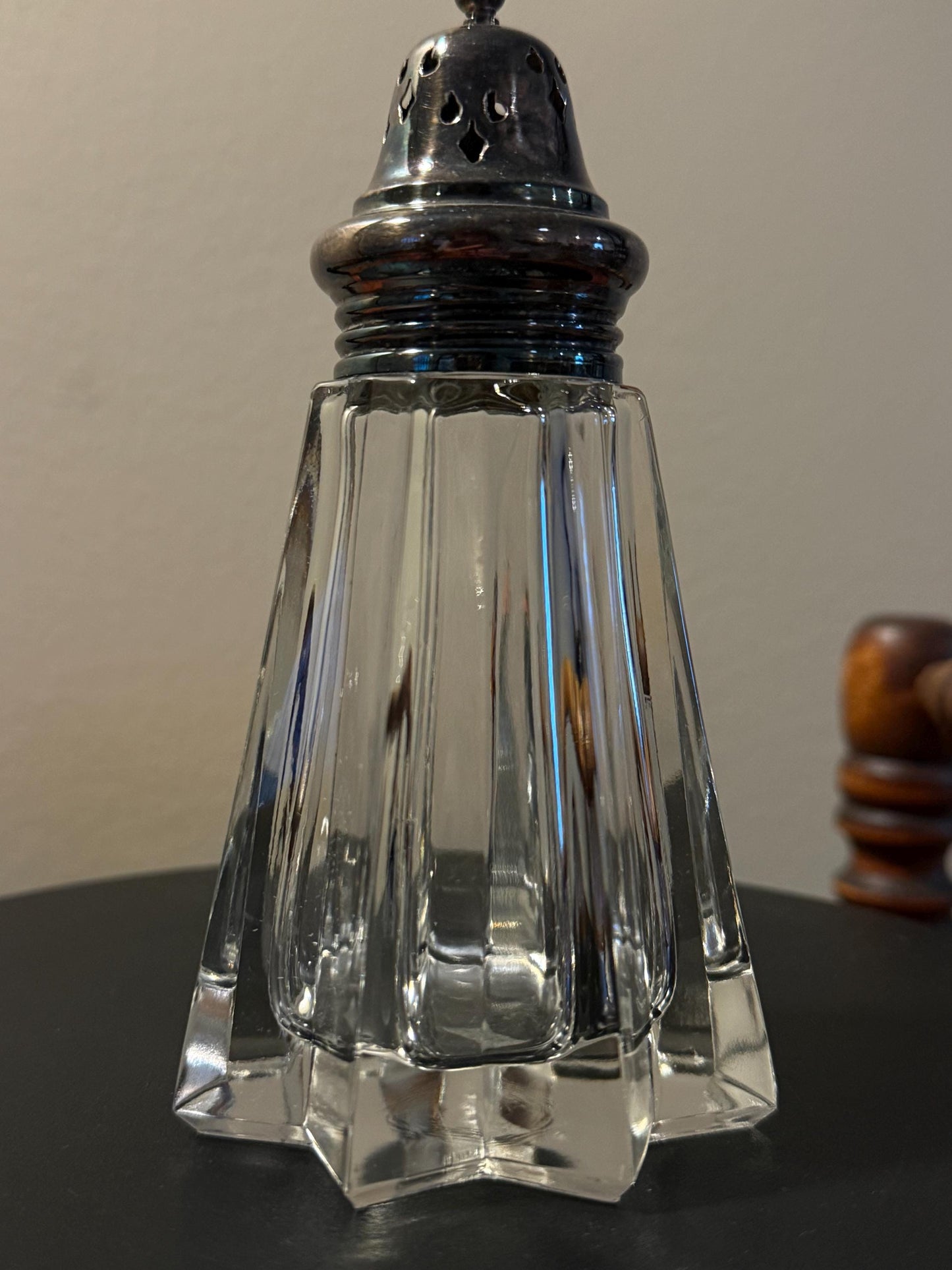 Antique Sandwich Glass Sugar Shaker or Muffineer Crystal Starburst Bottom Glass Lover Antiques and Vintage