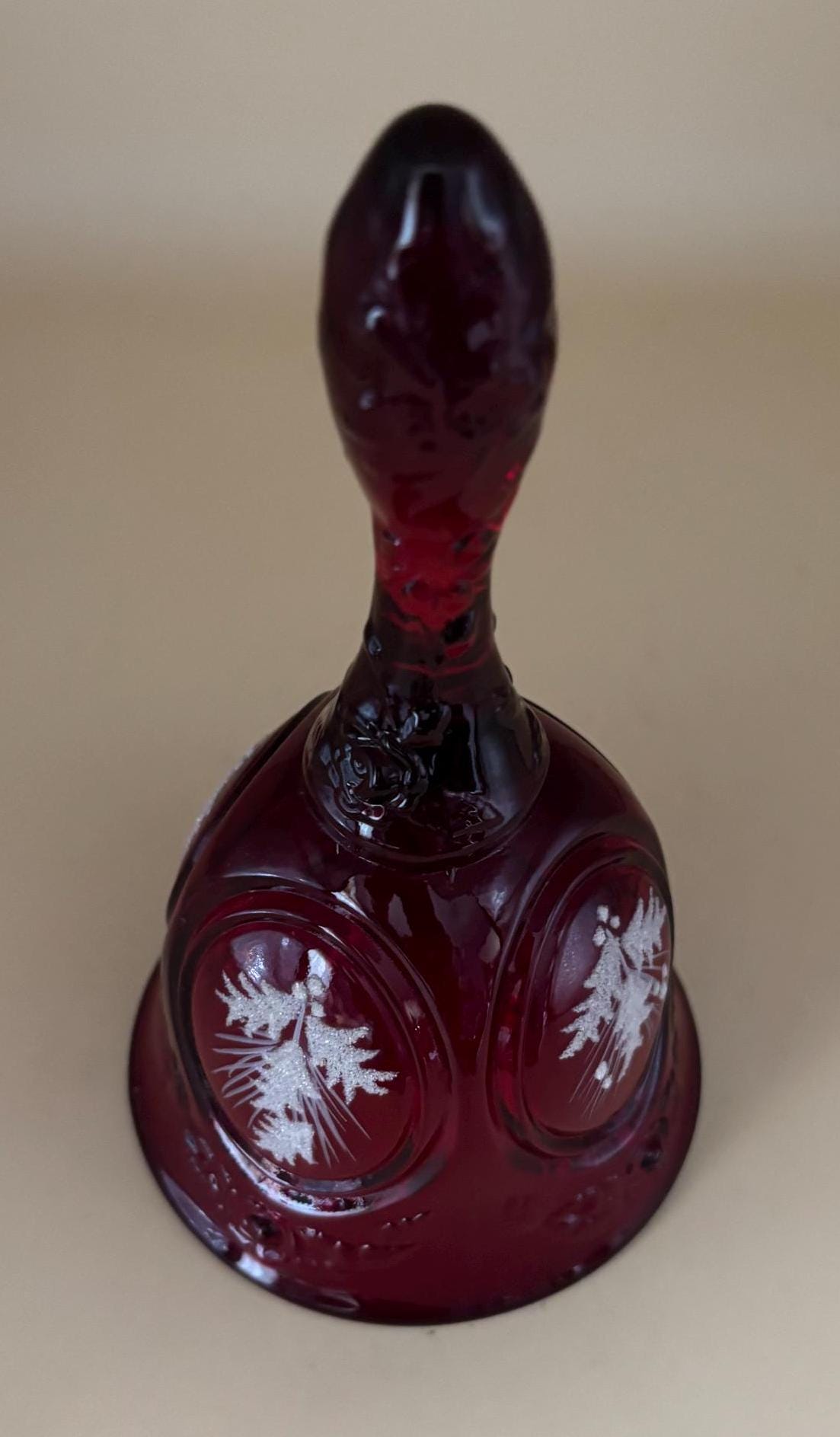 Vintage Fenton Ruby Red Glass Bell Hand Painted by A. Sallee Lover Antiques and Vintage