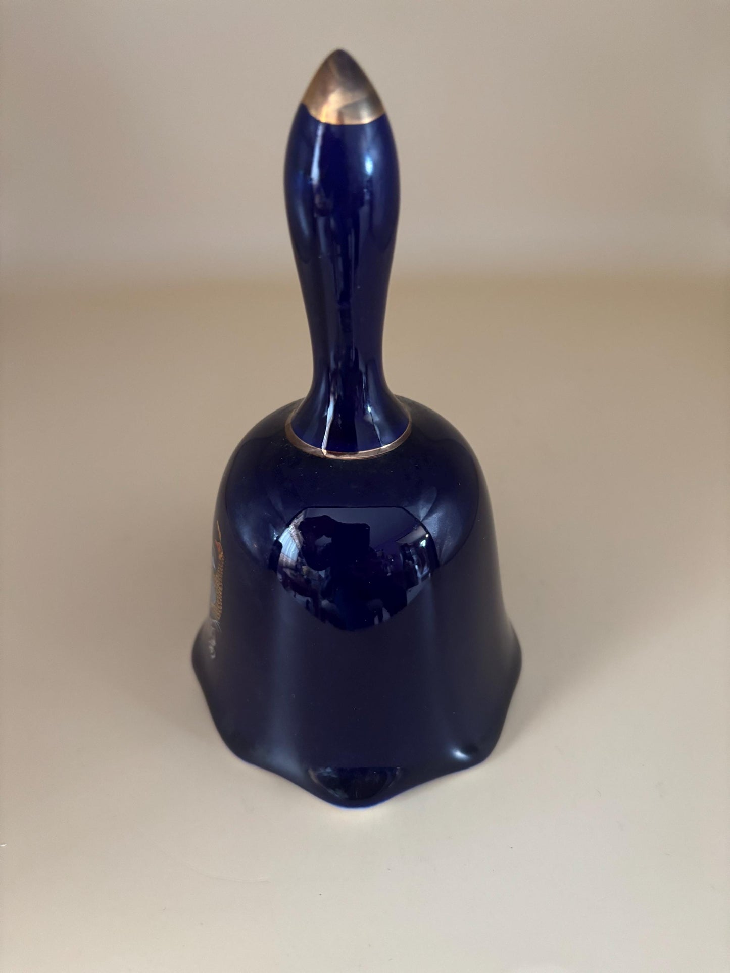 Vintage Cobalt Blue Bell with Peacocks and Gold Gilding Glass Lover Antiques and Vintage