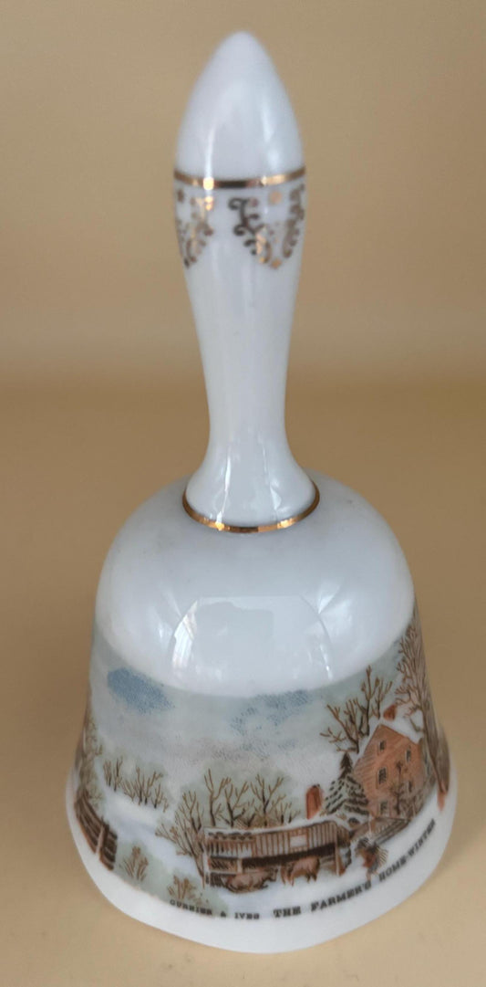 Vintage Currier & Ives Bell Number 8894 Limited Edition Winter Farmers Home Lover Antiques and Vintage