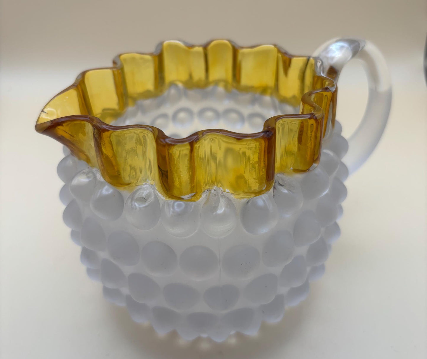 Vintage Glass Vase with Flower Design at Mouth Lover Antiques and Vintage