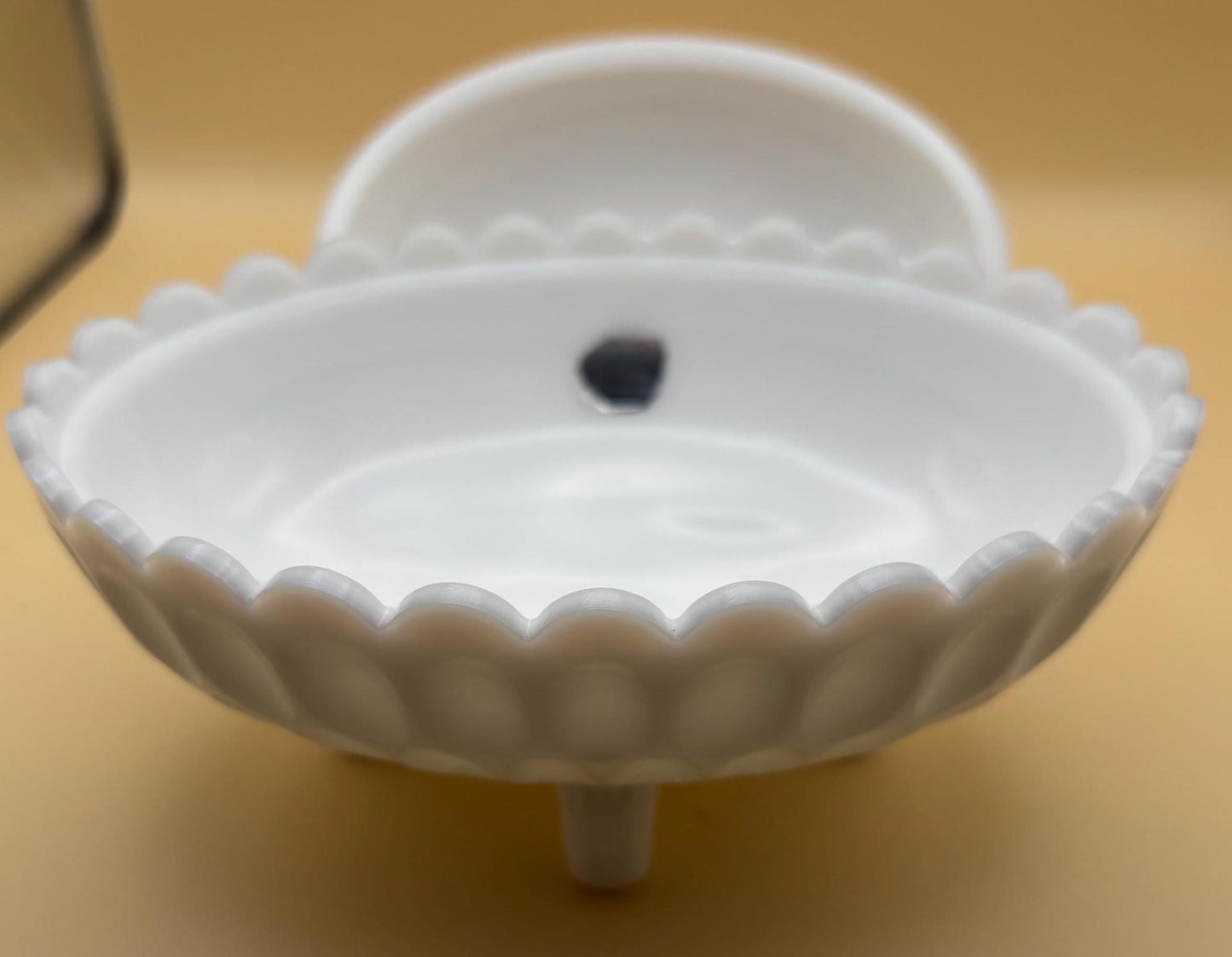 Vintage Fenton Olde Virginia Thumbprint Milk Glass Footed Candy Dish with Lid Lover Antiques and Vintage