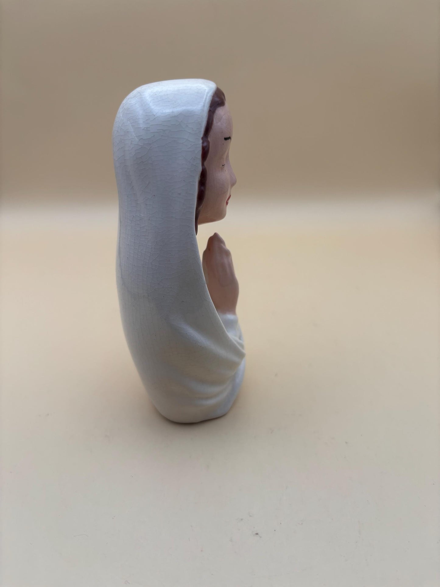 Vintage Praying Madonna Hand Painted Statue Figurine Porcelain Virgin Mary Figure Lover Antiques and Vintage