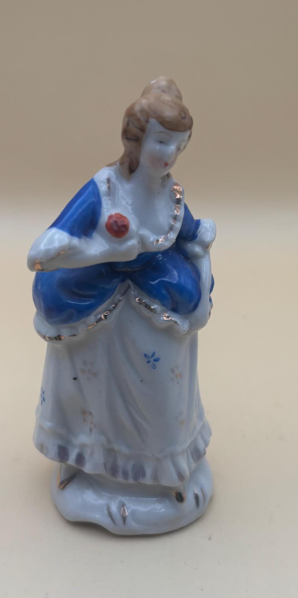 Vintage British Woman Hand Painted and Gold Gilded Japan Figurine Fancy Woman Lover Antiques and Vintage
