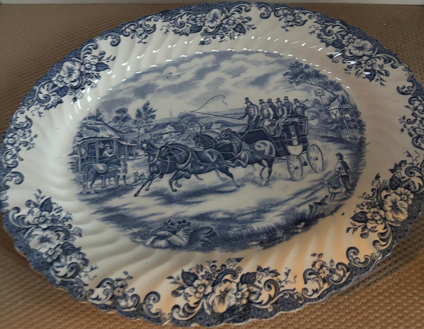 Vintage Johnson Bros Ironstone Hunting Country Dessert Plate Made in England Coaching Scenes Lover Antiques and Vintage