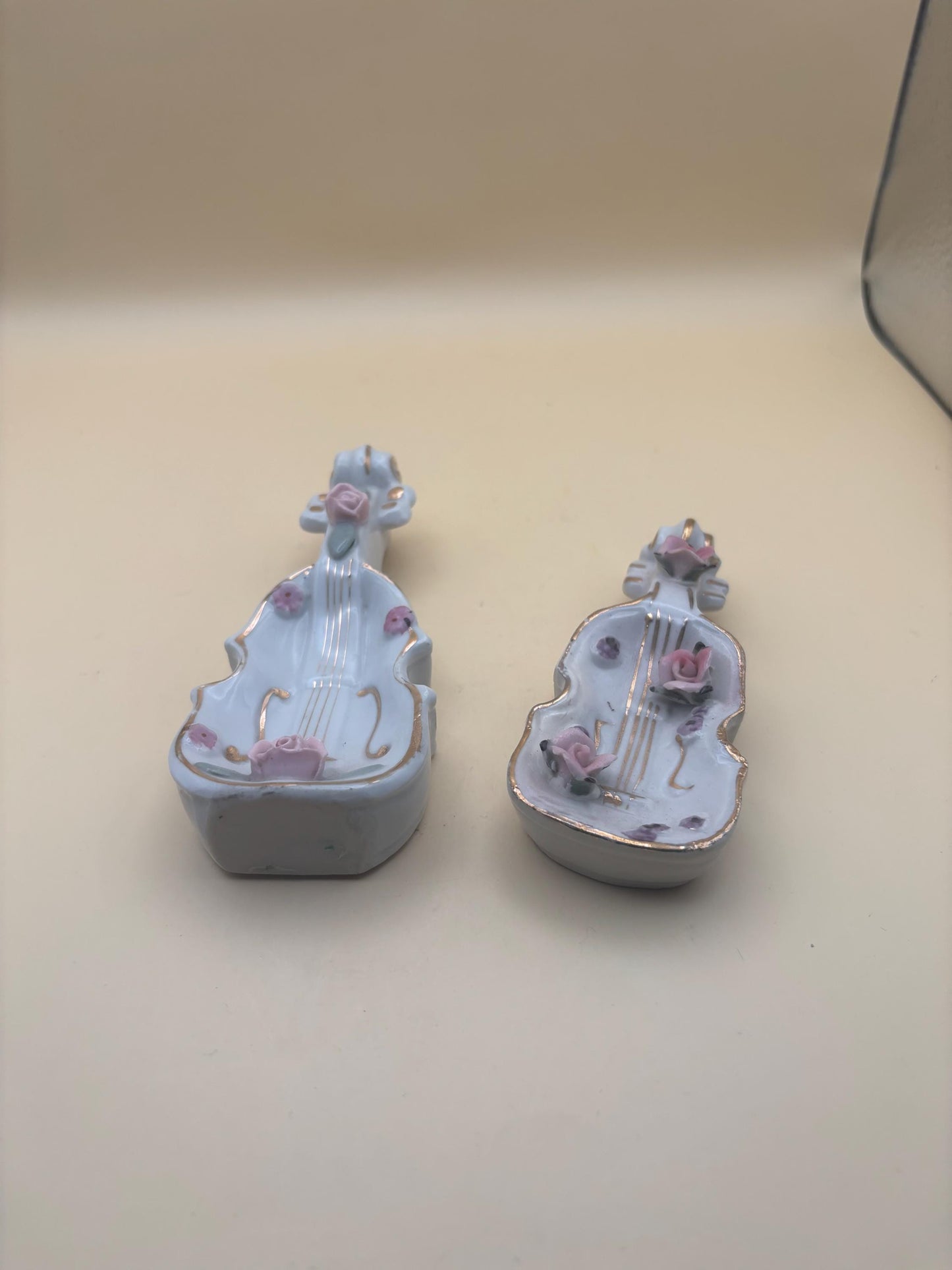 Vintage Lefton Violins Set of 2 Hand Painted Made in Japan Capodimonte Style Instruments Lover Antiques and Vintage