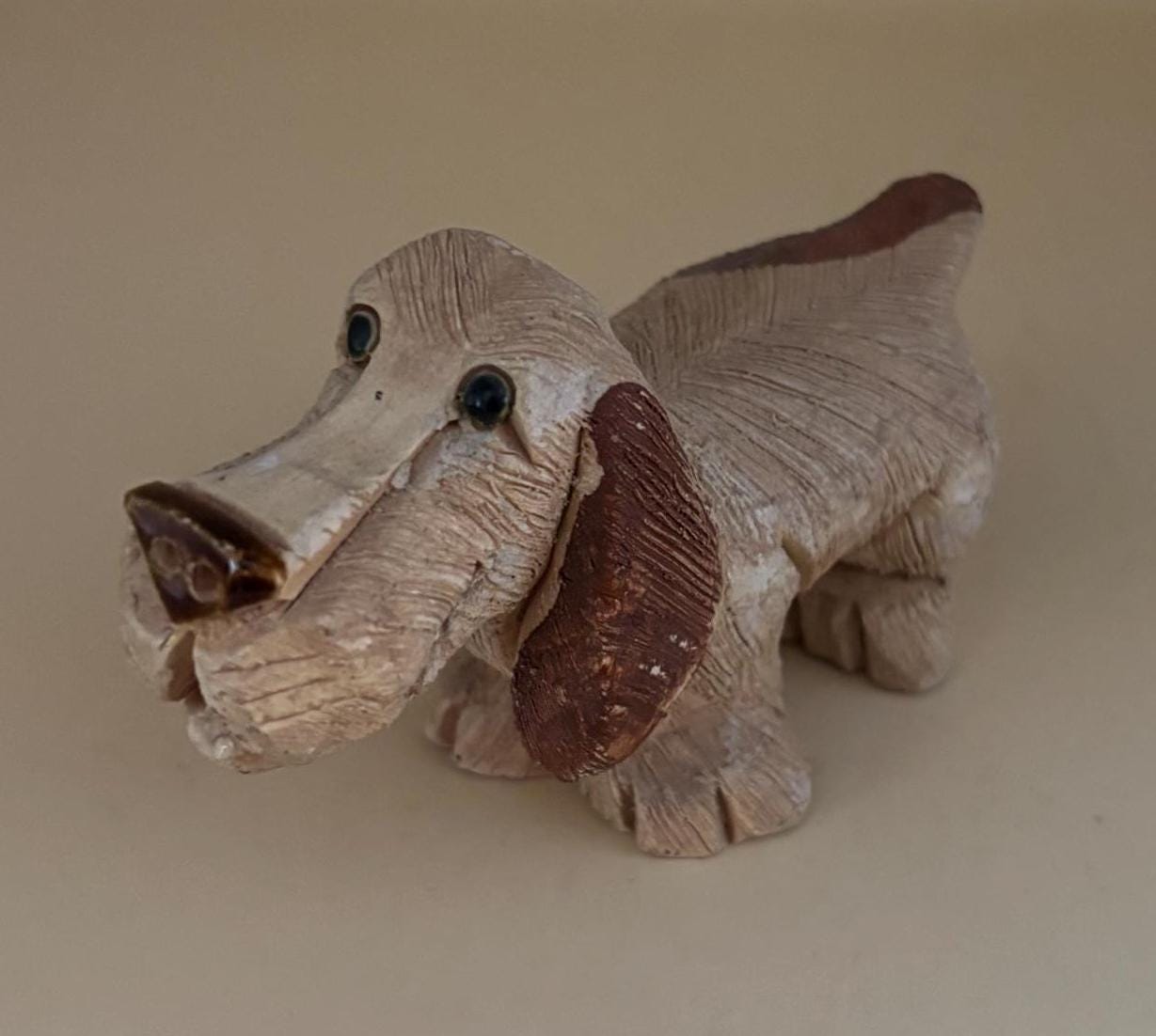 Vintage Brown Basset Hound Dog Hand Painted Figurine Animal Figure Lover Antiques and Vintage