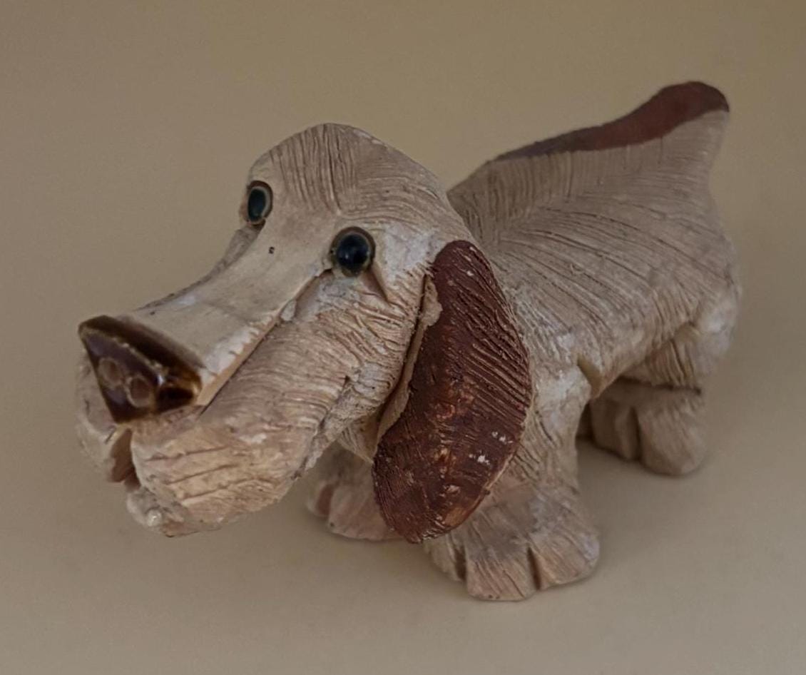 Vintage Brown Basset Hound Dog Hand Painted Figurine Animal Figure Lover Antiques and Vintage