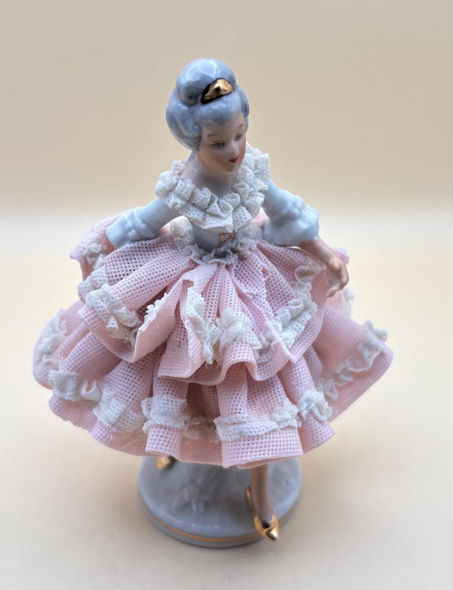 Vintage Dresden Dancer Porcelain Lace Woman Figurine Made in West Germany Dancer Girl Figurine Lover Antiques and Vintage