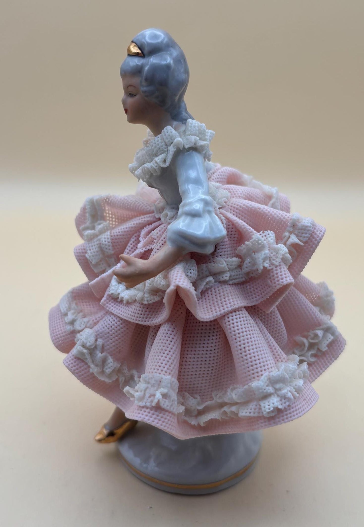 Vintage Dresden Dancer Porcelain Lace Woman Figurine Made in West Germany Dancer Girl Figurine Lover Antiques and Vintage